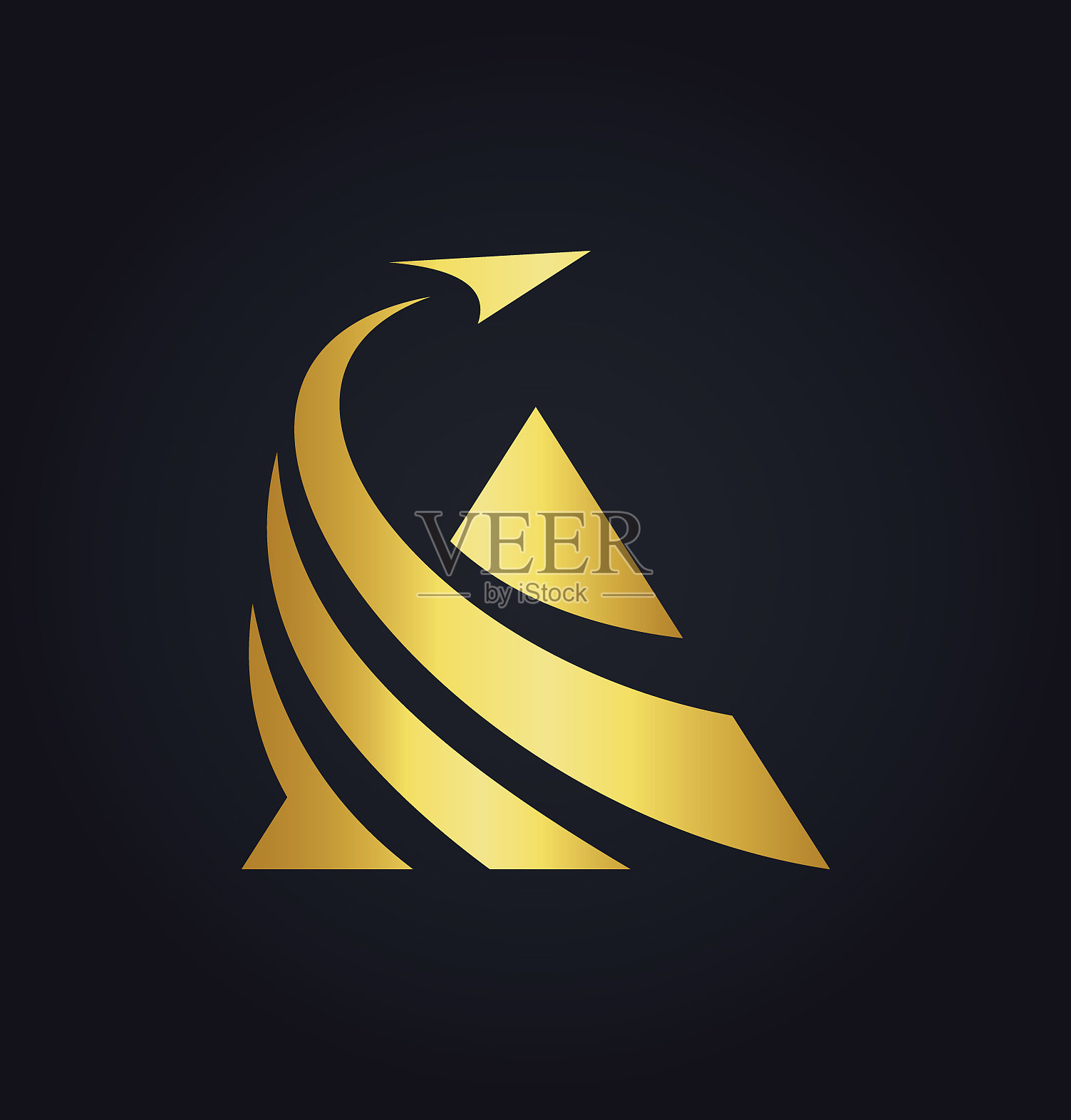 三角企业财务箭头黄金标志图标素材