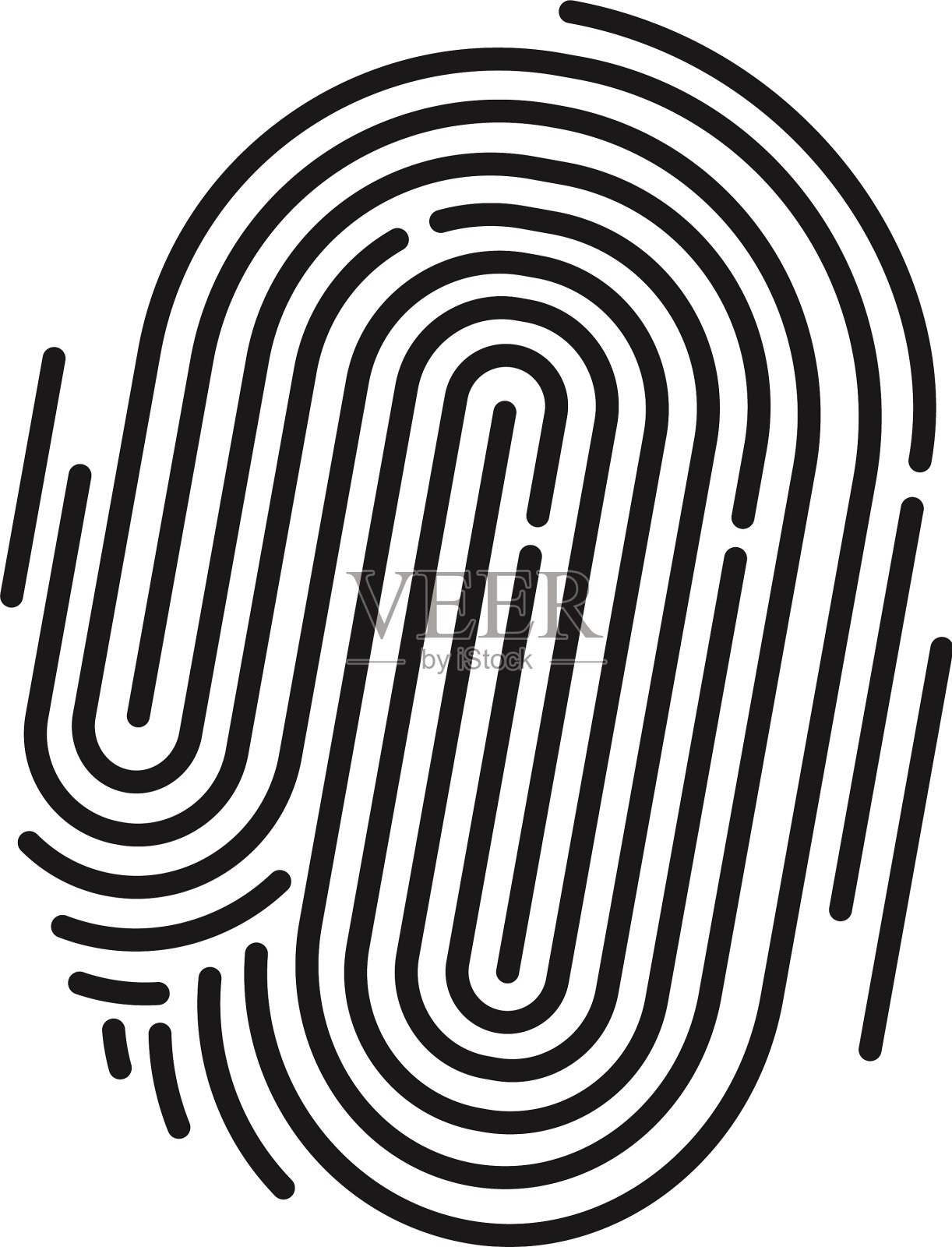 黑色孤立指纹在白色背景设计元素图片