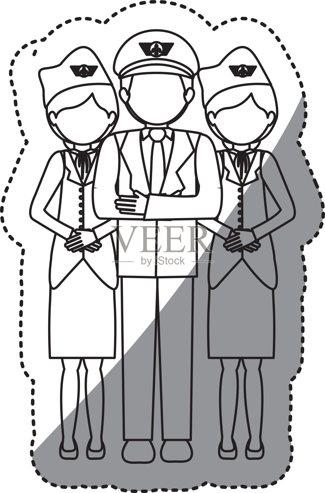 孤立的空姐和飞行员设计插画图片素材