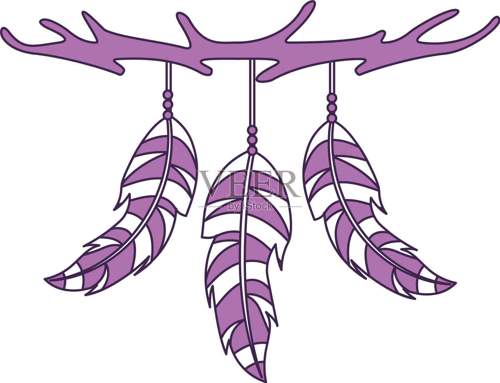 波西米亚风格的装饰羽毛设计元素图片