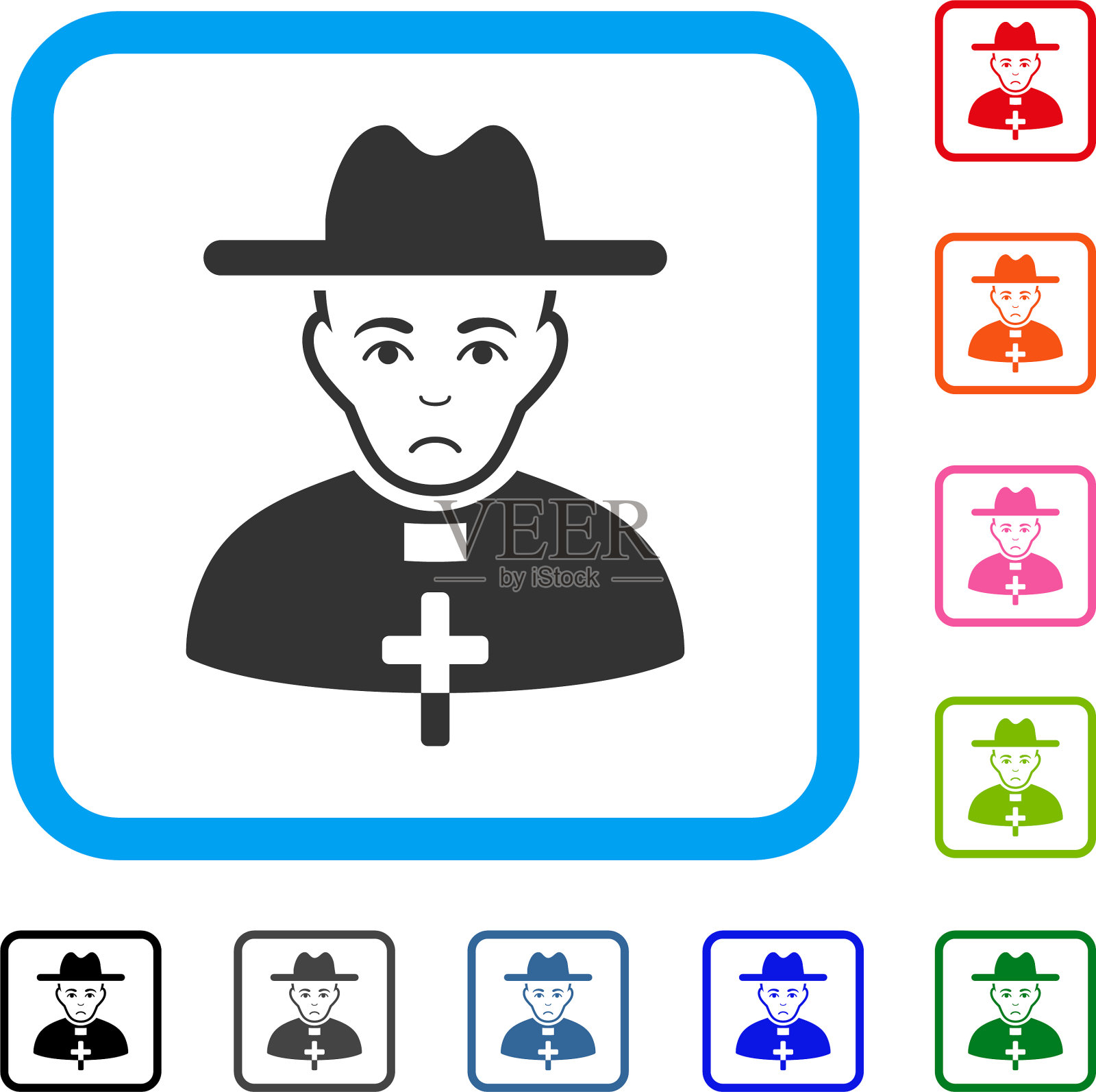 天主教牧师伤心地装裱了圣像插画图片素材