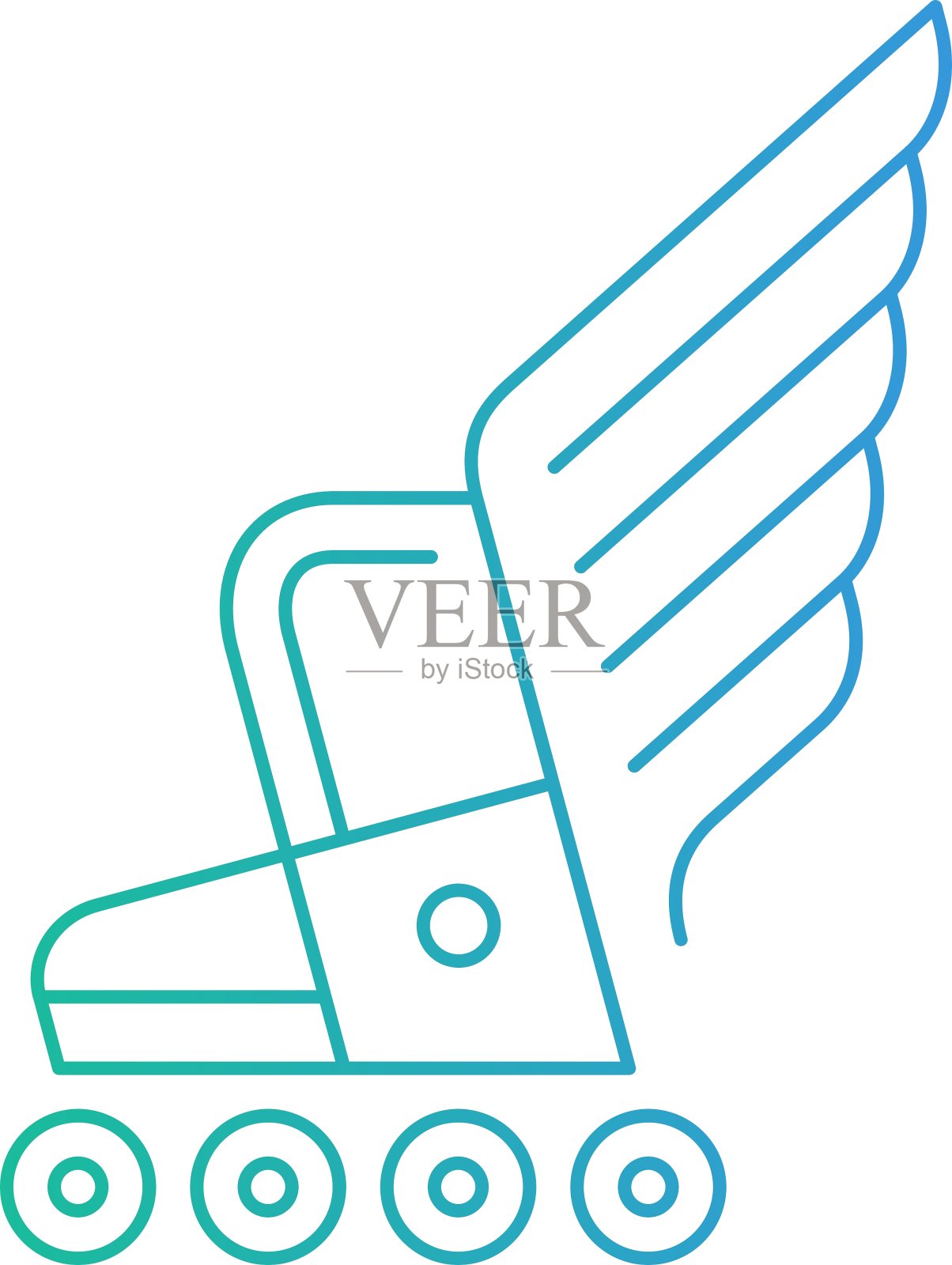 溜冰活动滚轴靴与翅膀的标志插画图片素材