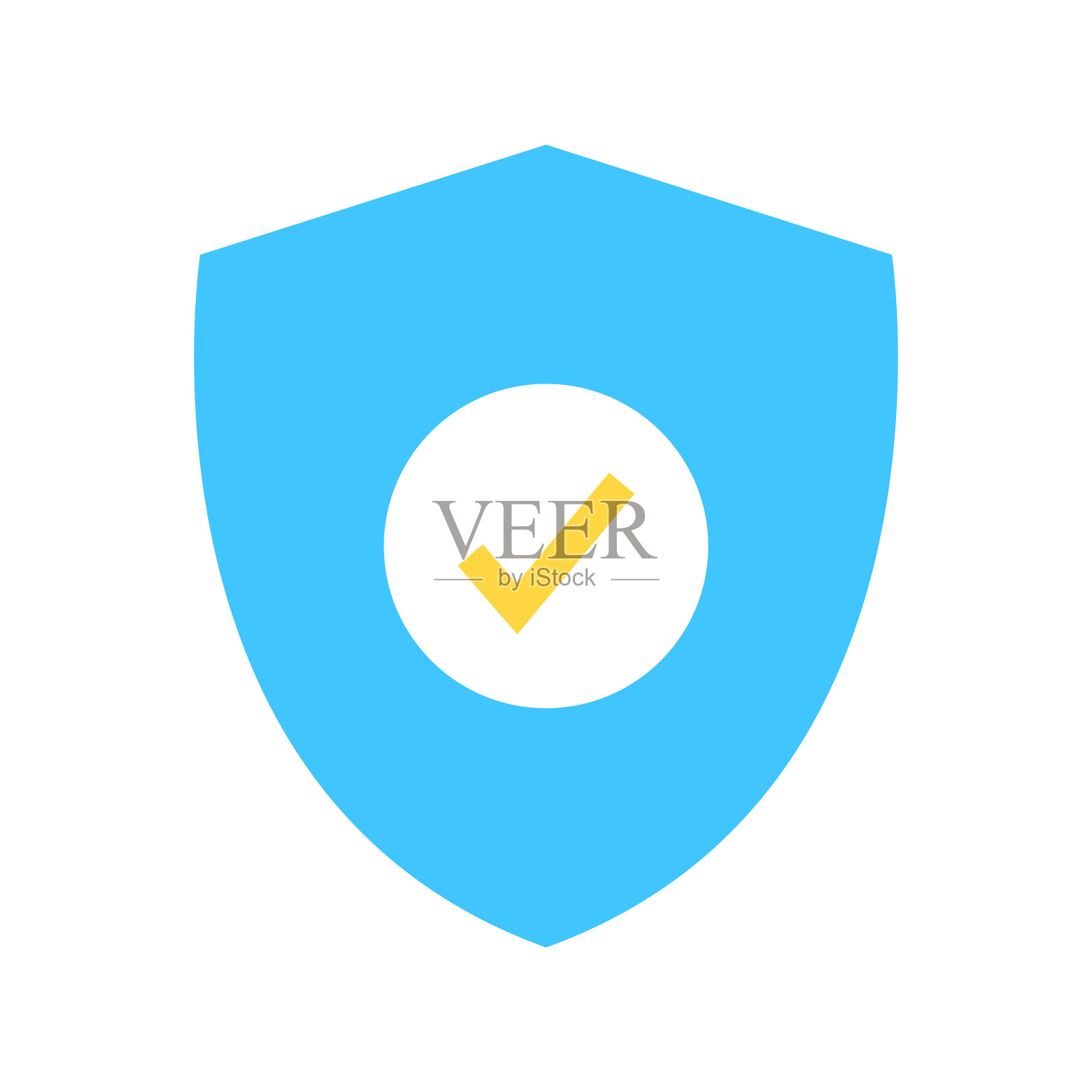 盾牌与检查标记平面矢量图标- UI图标矢量插画图片素材