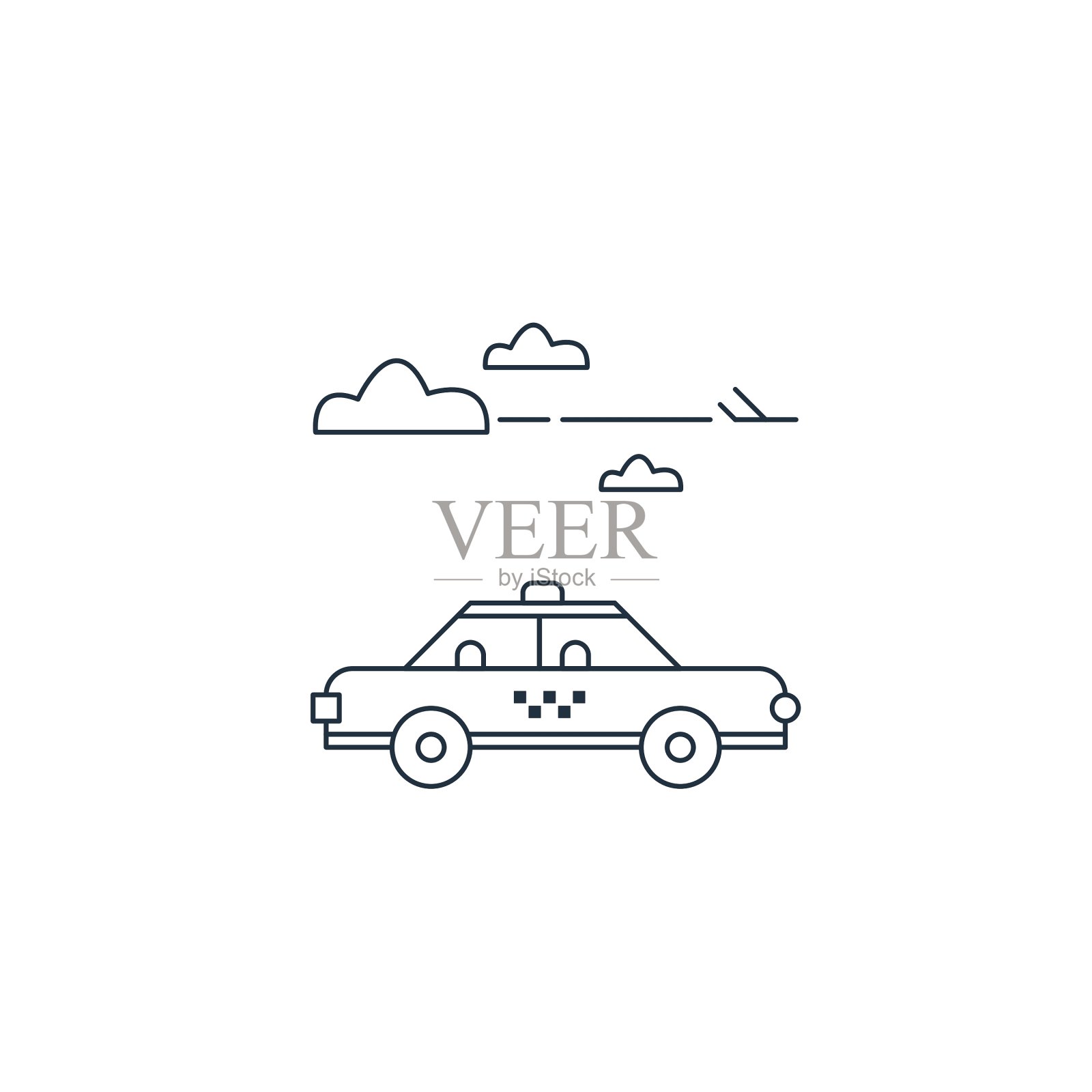 送至机场接机出租车插画图片素材