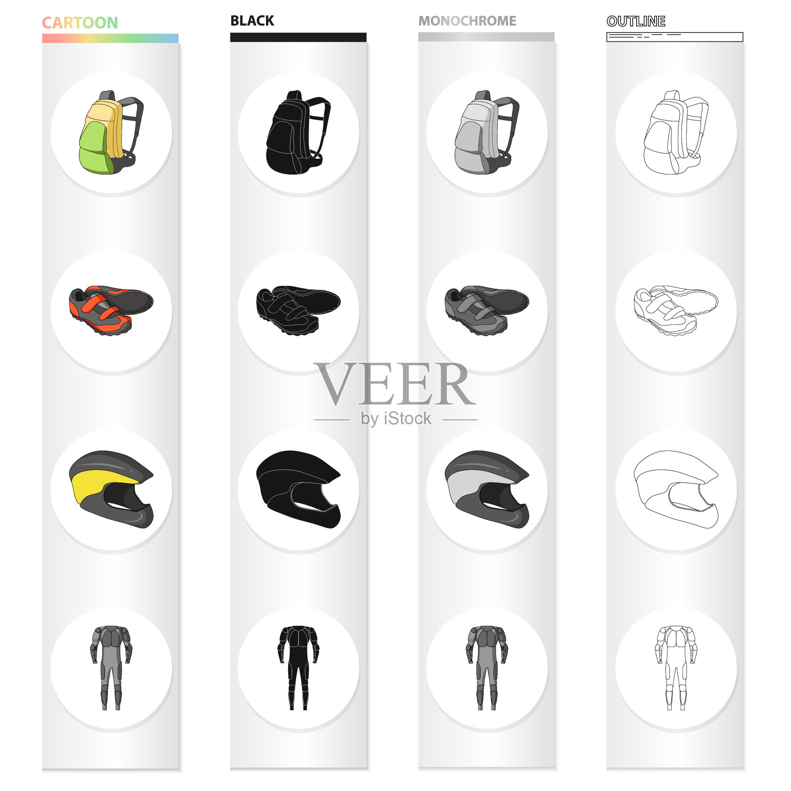 自行车套装卡通黑色单色轮廓插画图片素材