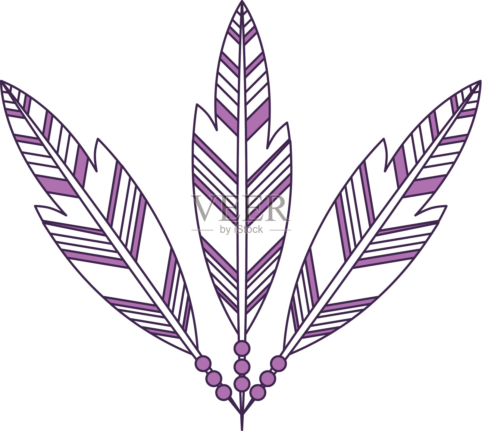 波西米亚风格的装饰羽毛设计元素图片