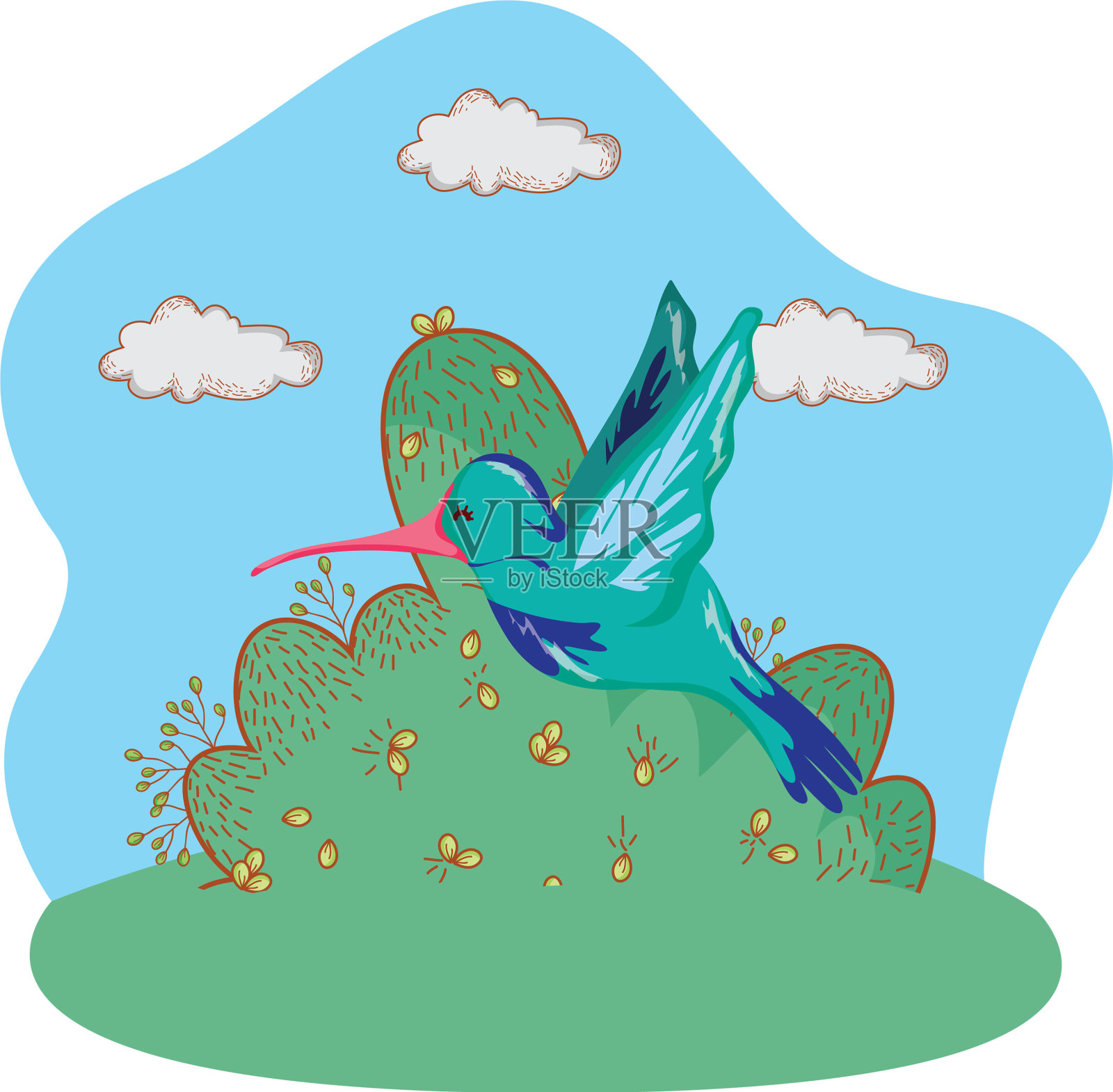 可爱的动物户外卡通设计元素图片