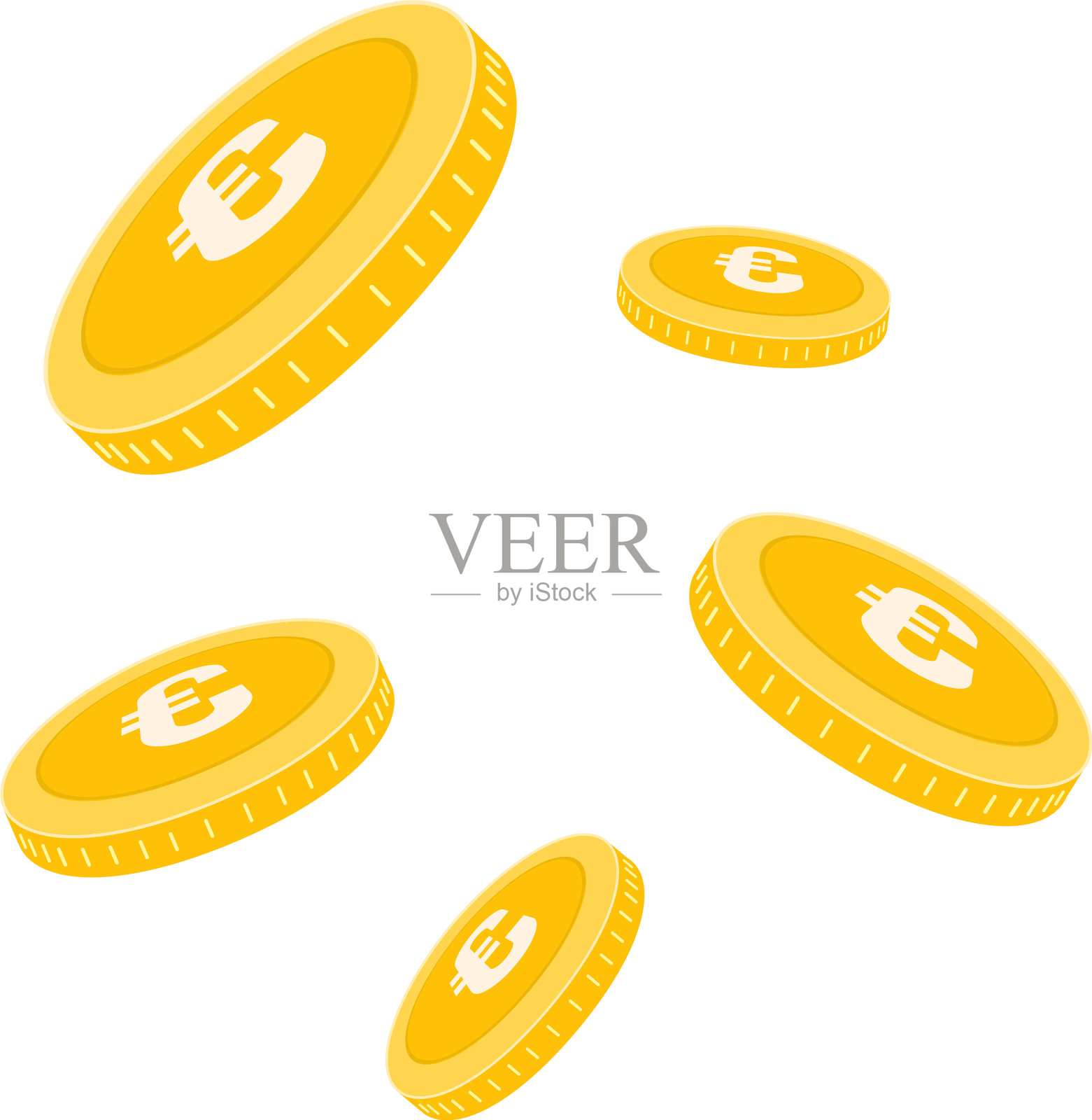 现实的欧元硬币图标设计模板黄金插画图片素材