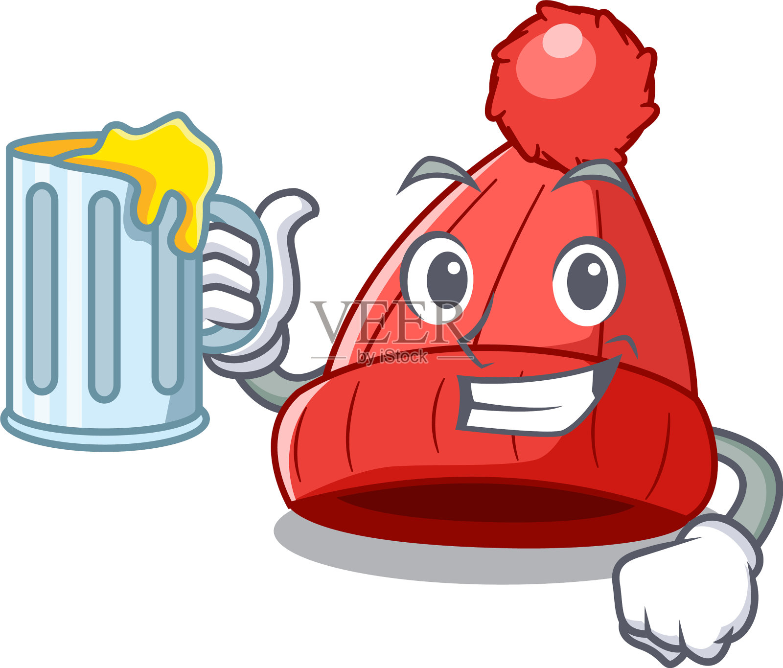 带着卡通羊毛帽的果汁照片设计元素图片