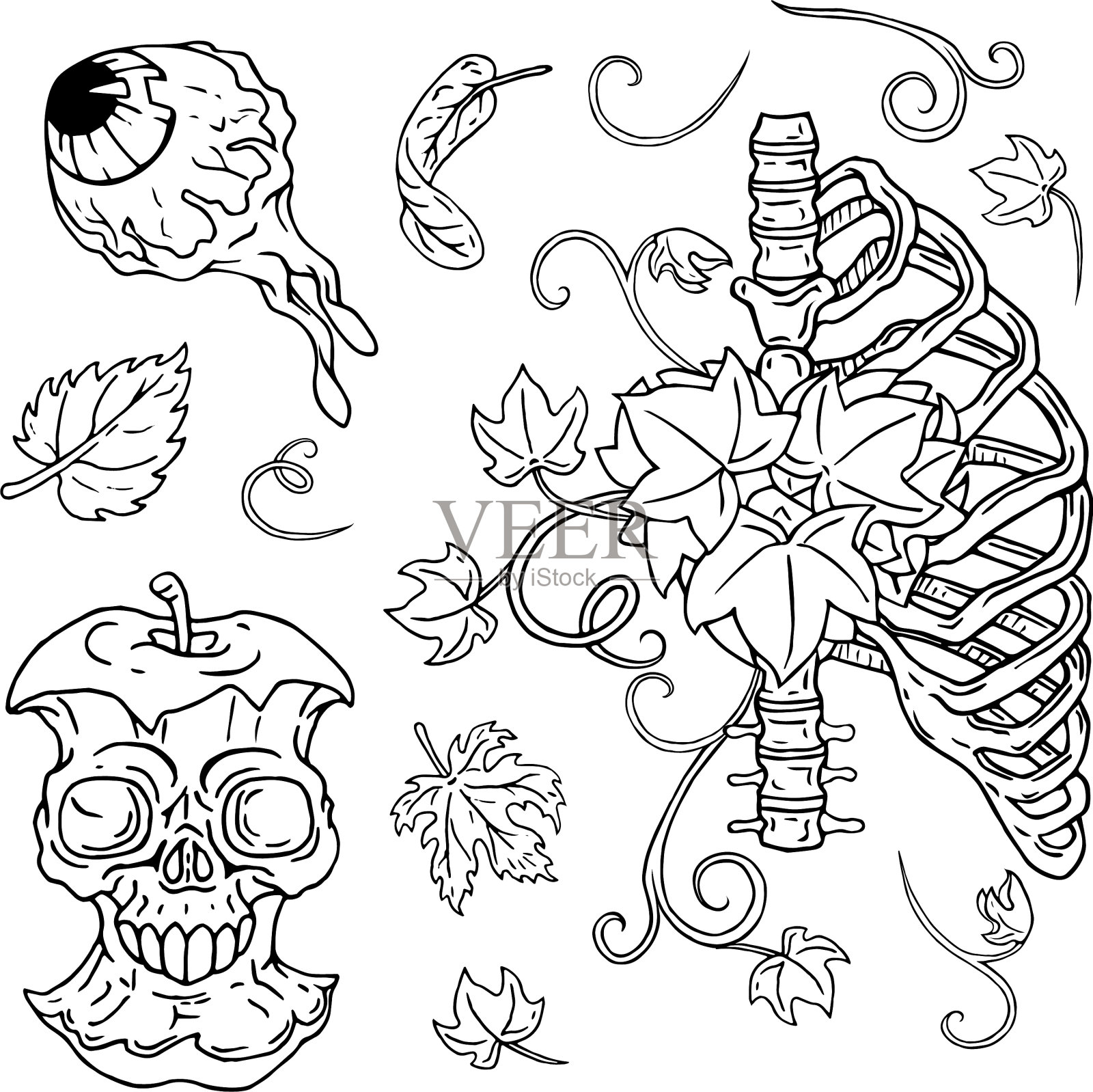 死尸万圣节定自然插画图片素材