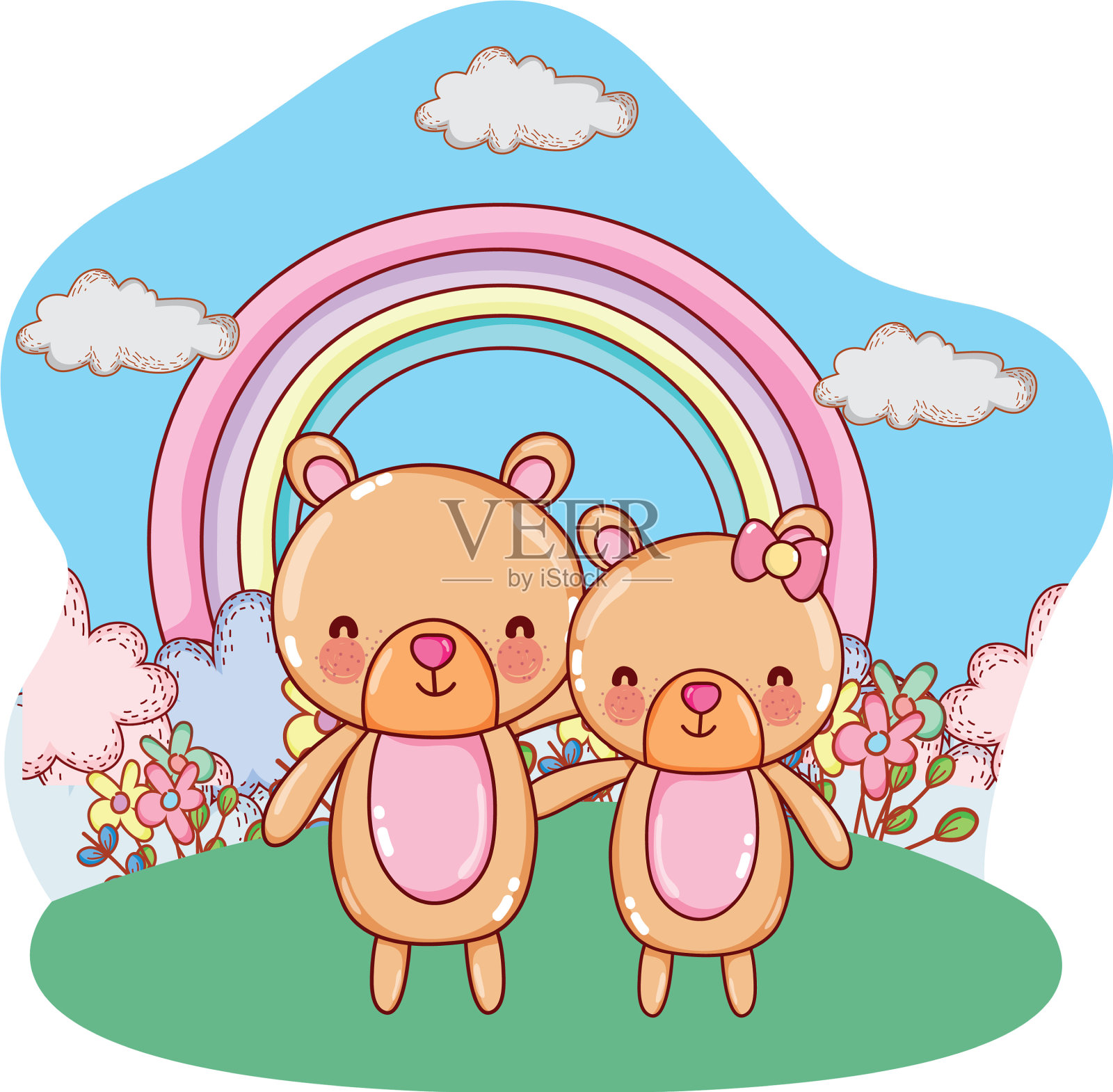 可爱的动物户外卡通设计元素图片