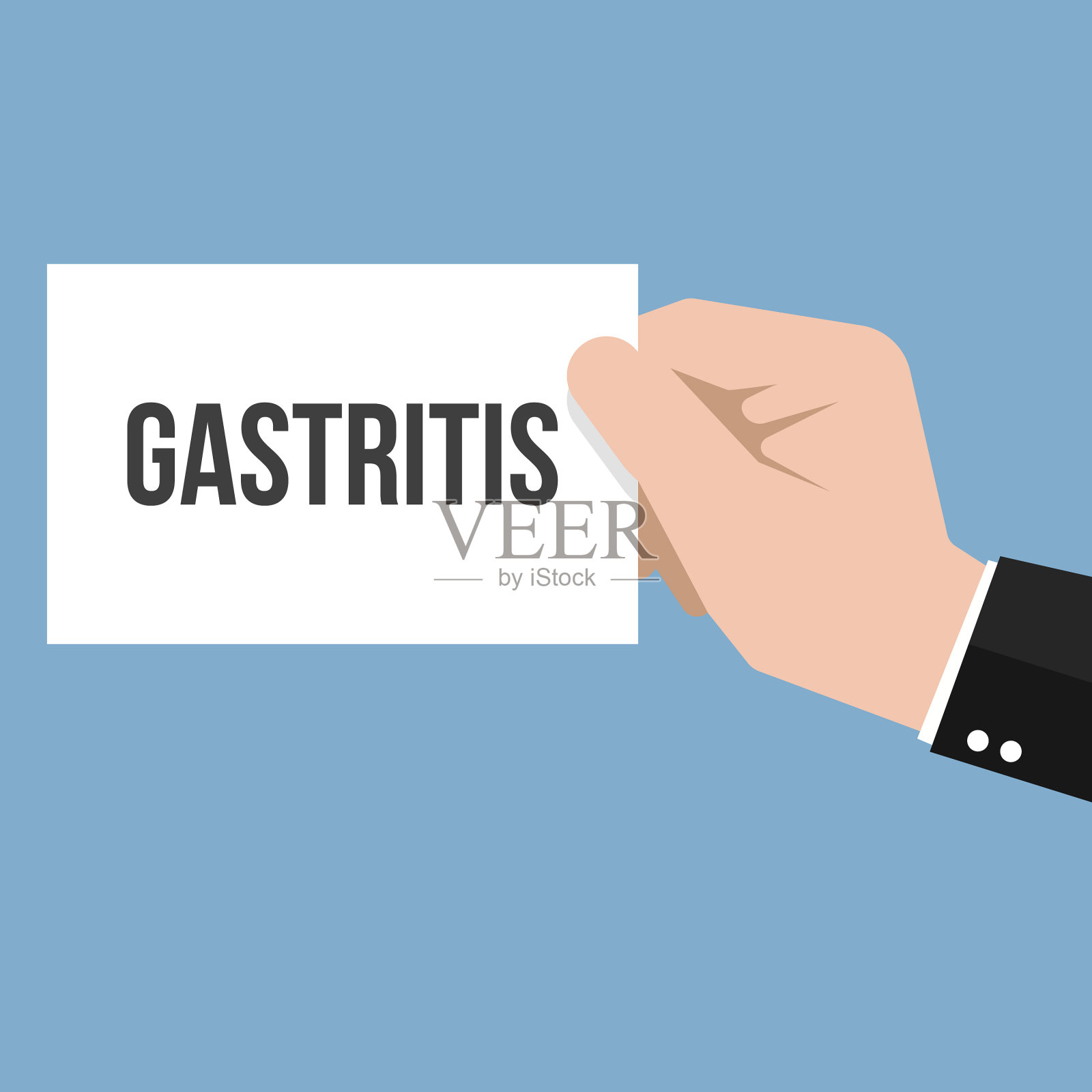 男人展示纸胃炎文字插画图片素材