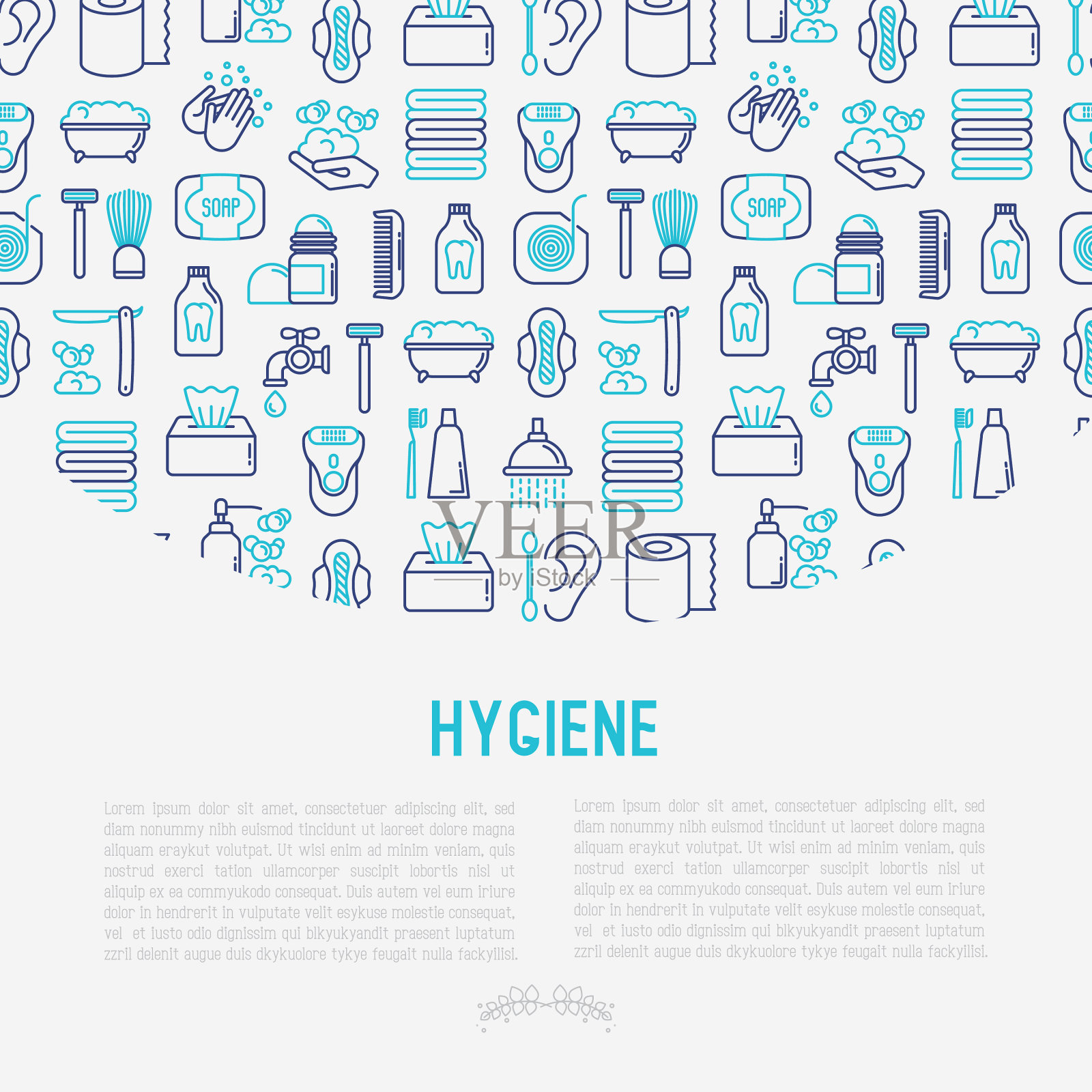 卫生概念与细线图标插画图片素材