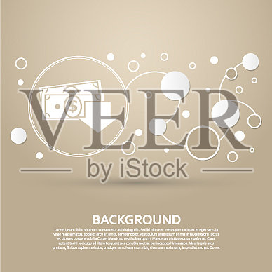 钱的现金图标上有一个棕色的背景插画图片素材