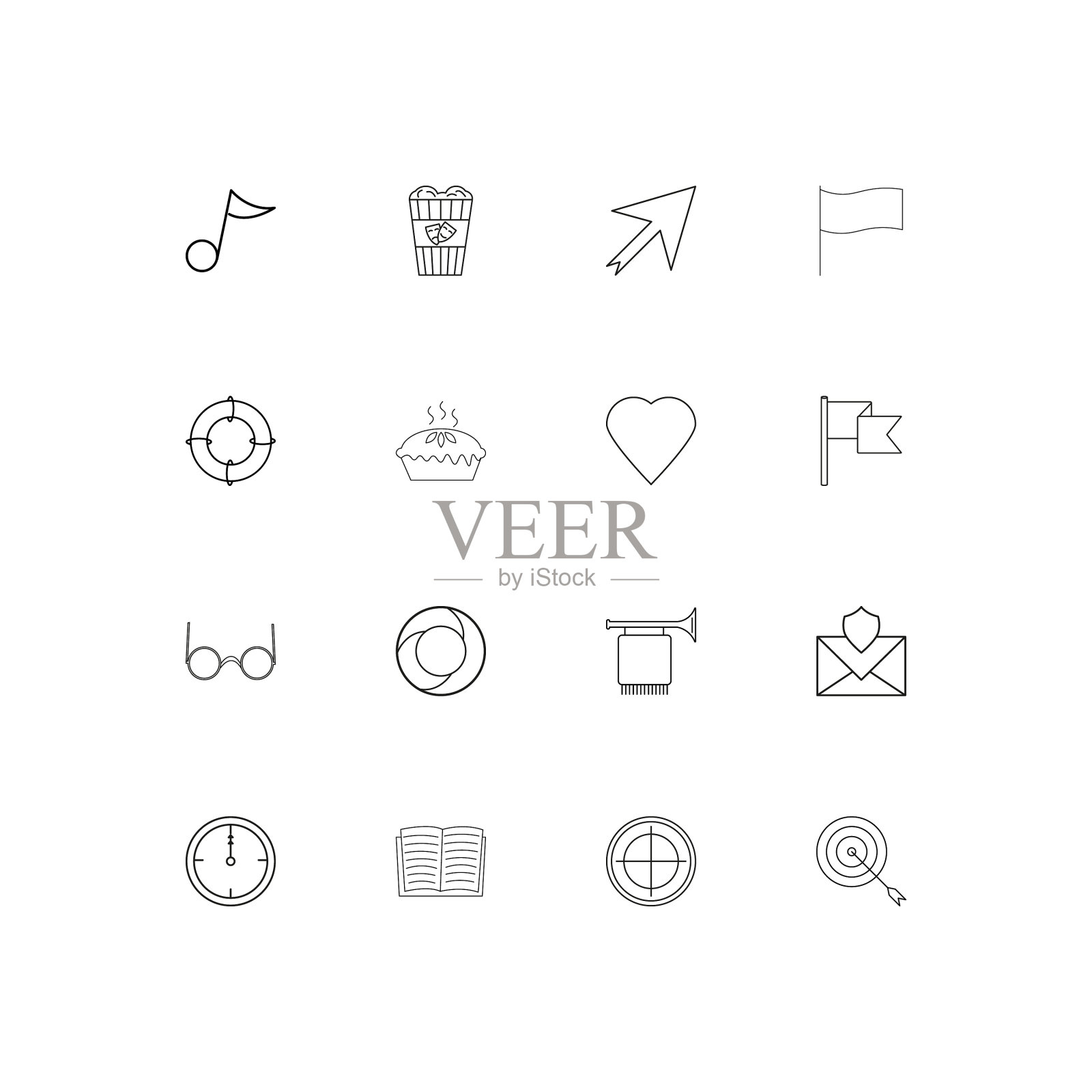 生活方式线性瘦削图标设置轮廓简单图标素材