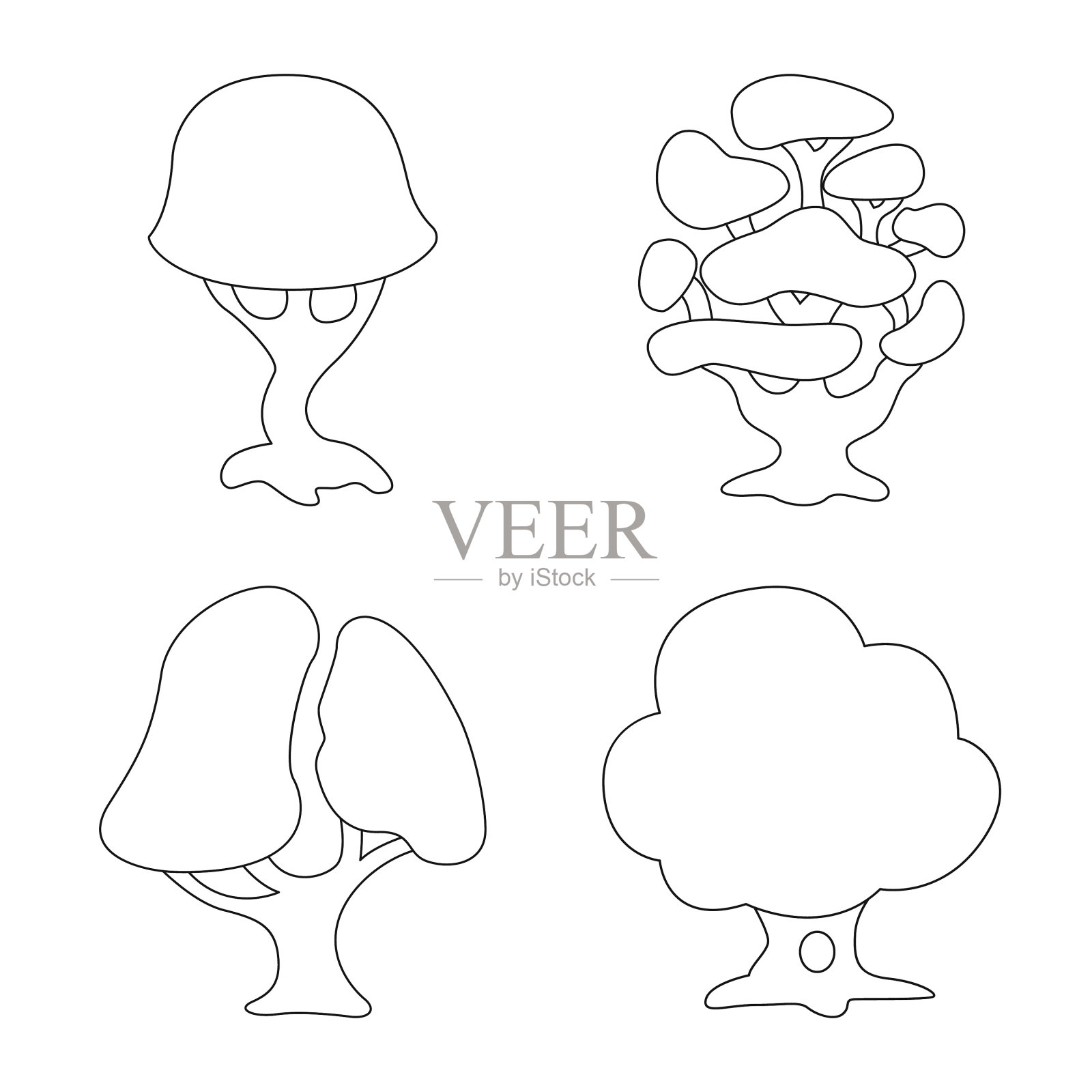 设计树与自然的符号集图标素材