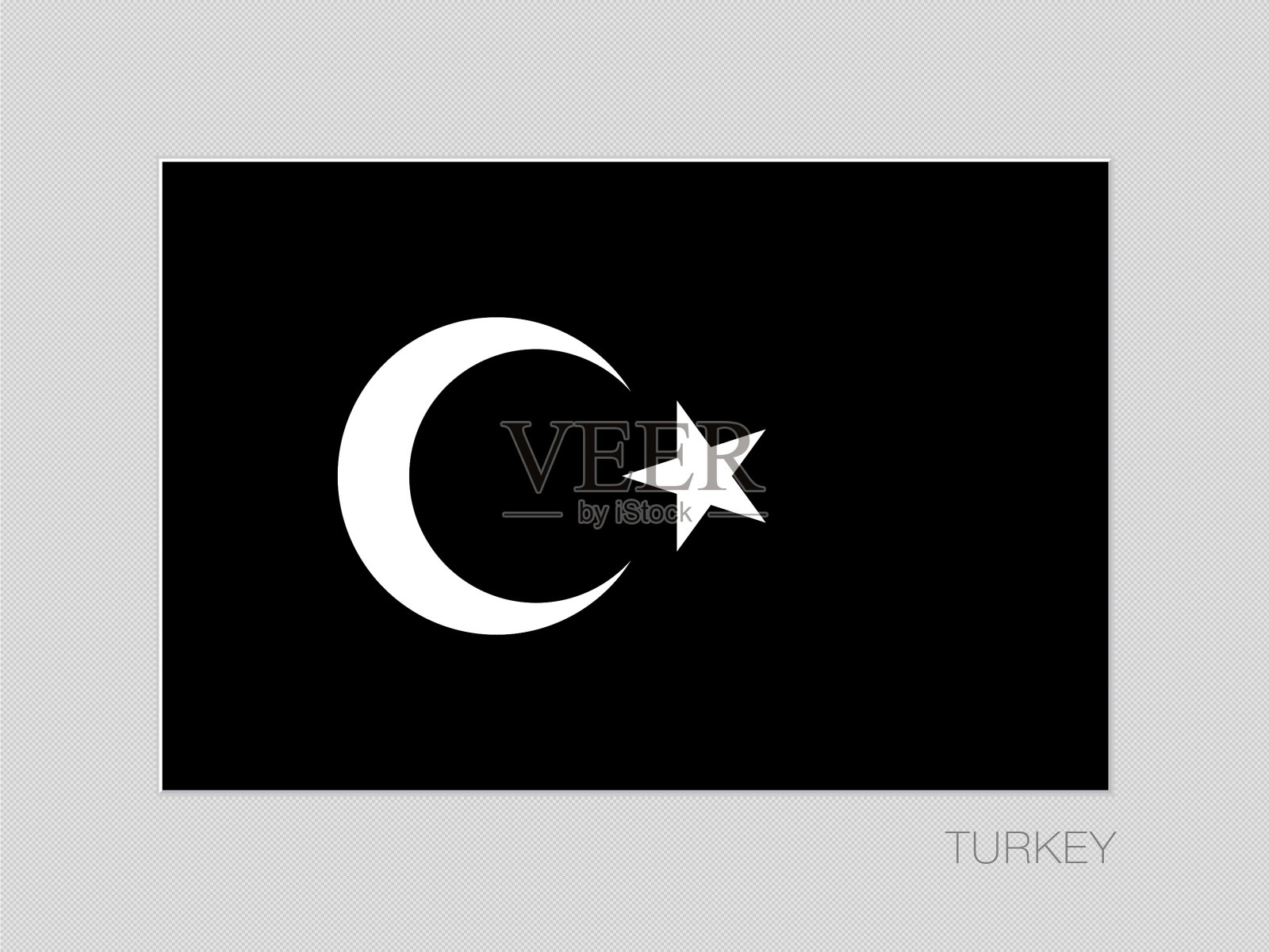 黑色土耳其国旗，白色新月和星插画图片素材