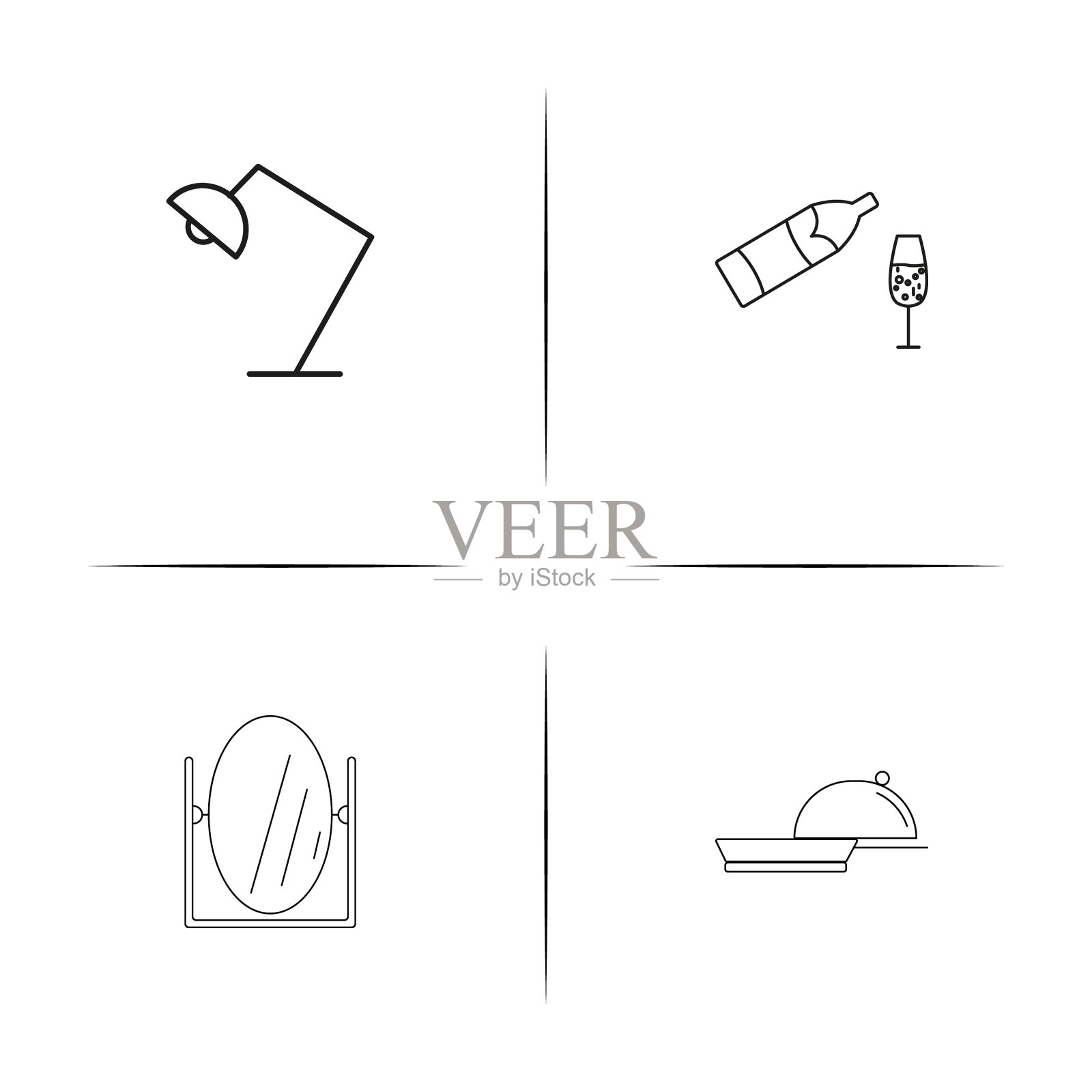 家用电器和设备简单的线性图标插画图片素材