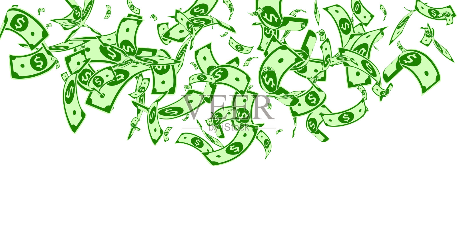 美元纸币随机落在美元纸币上设计元素图片