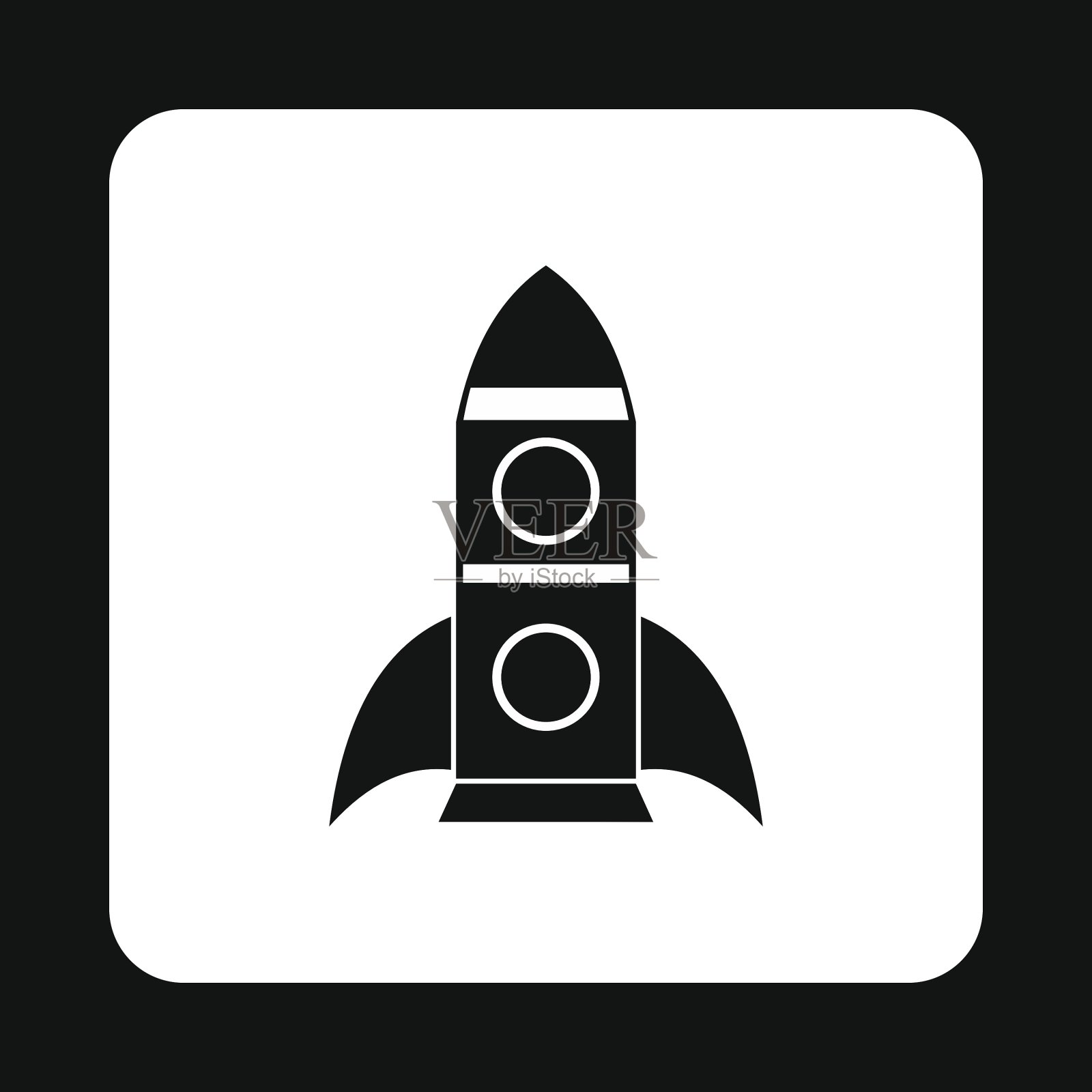 火箭带有两个舷窗图标，风格简单图标素材