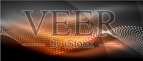 发光抽象波对黑暗闪亮的运动魔术插画图片素材