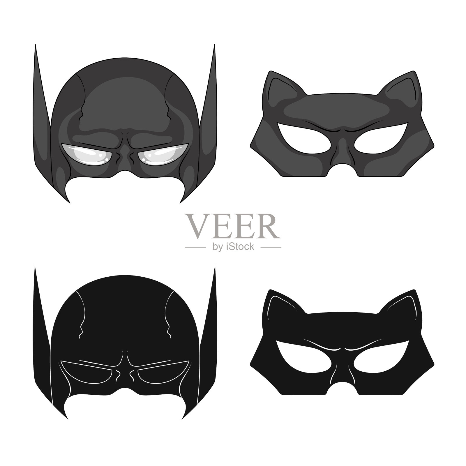 英雄的设计和英雄的面具符号集图标素材