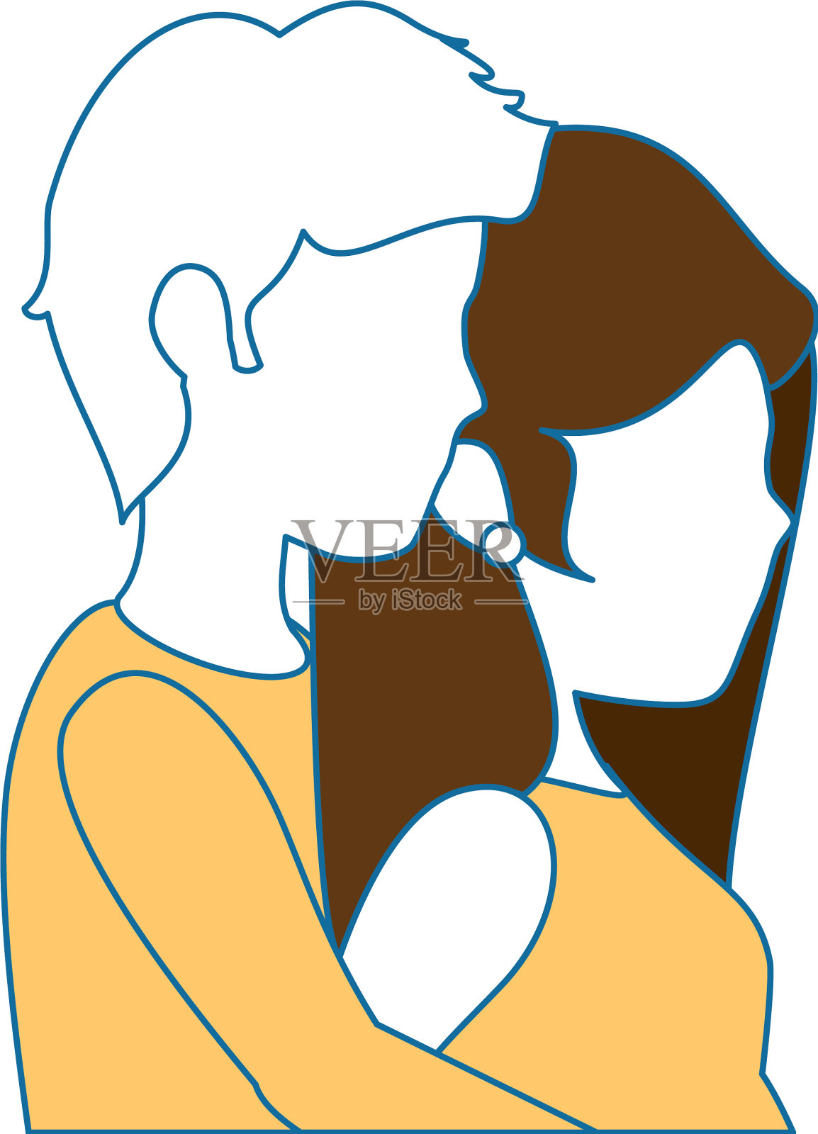 美丽而浪漫的一对插画图片素材