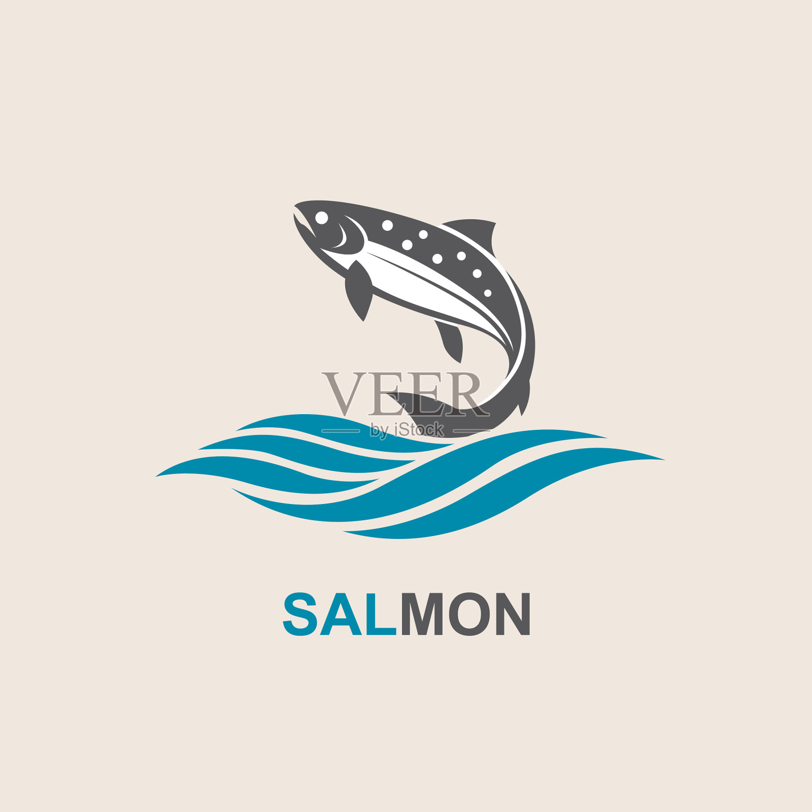 鲑鱼鱼图标插画图片素材