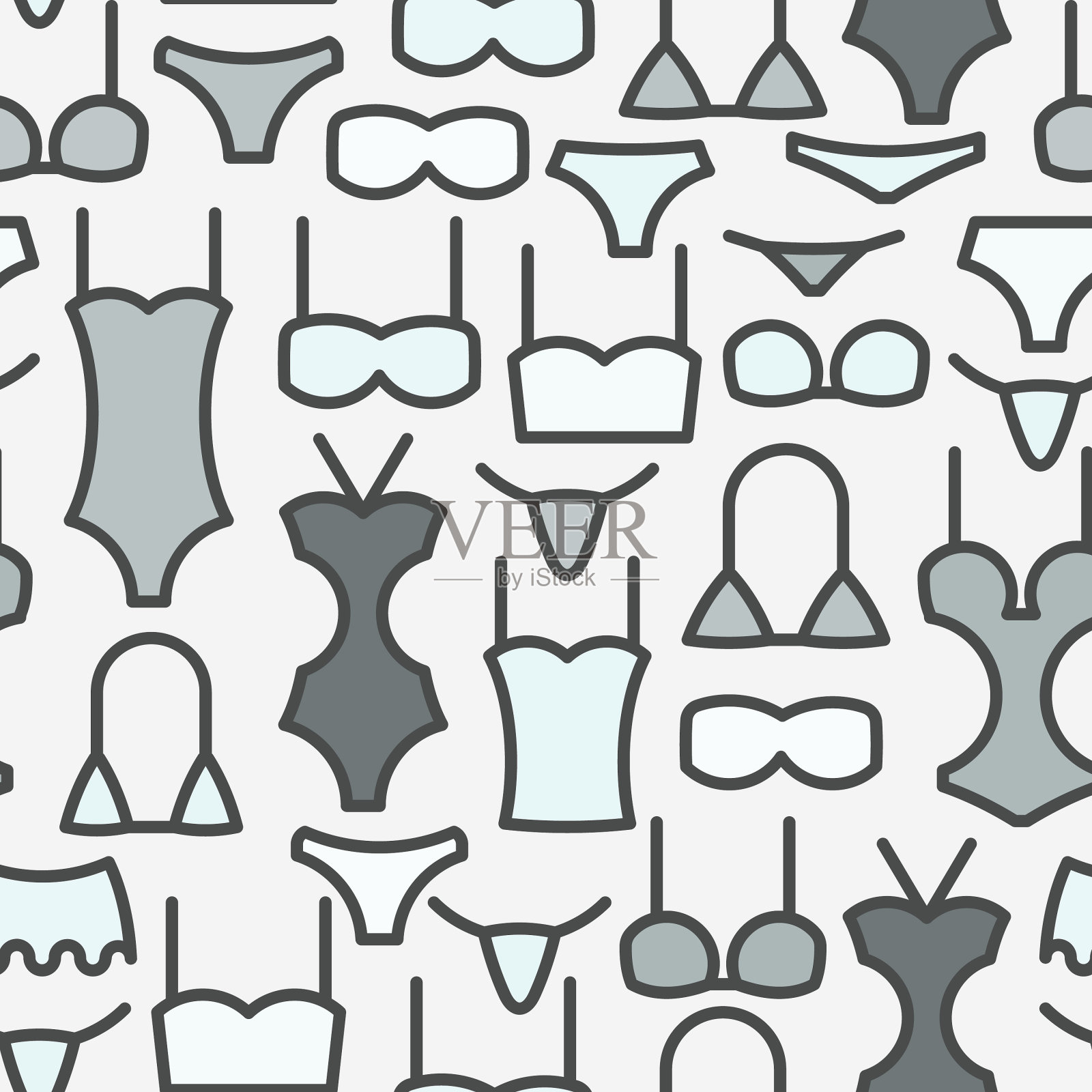 内衣、衣服和泳衣的无缝模式插画图片素材