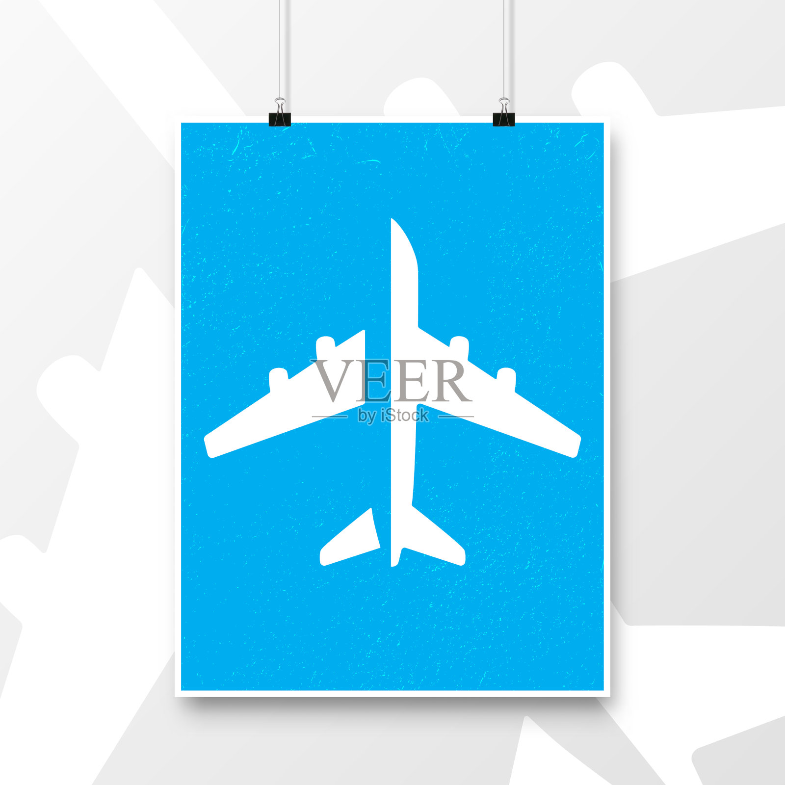 飞机复古海报抽象飞机设计插画图片素材