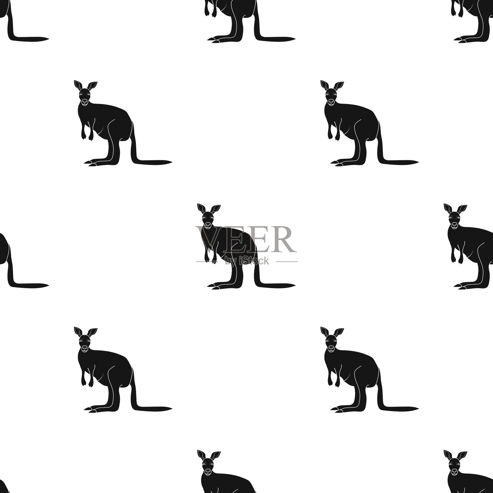 袋鼠图标在黑色风格孤立在白色插画图片素材