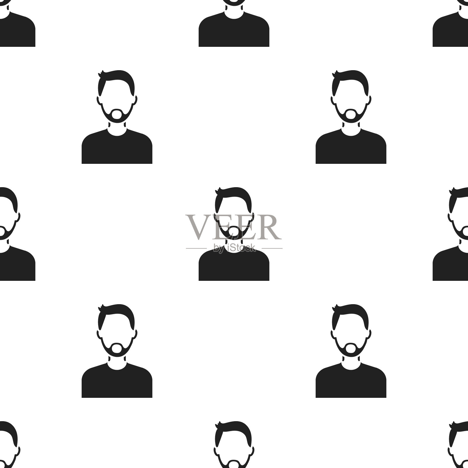 男人与胡子图标黑色单身阿凡达人插画图片素材