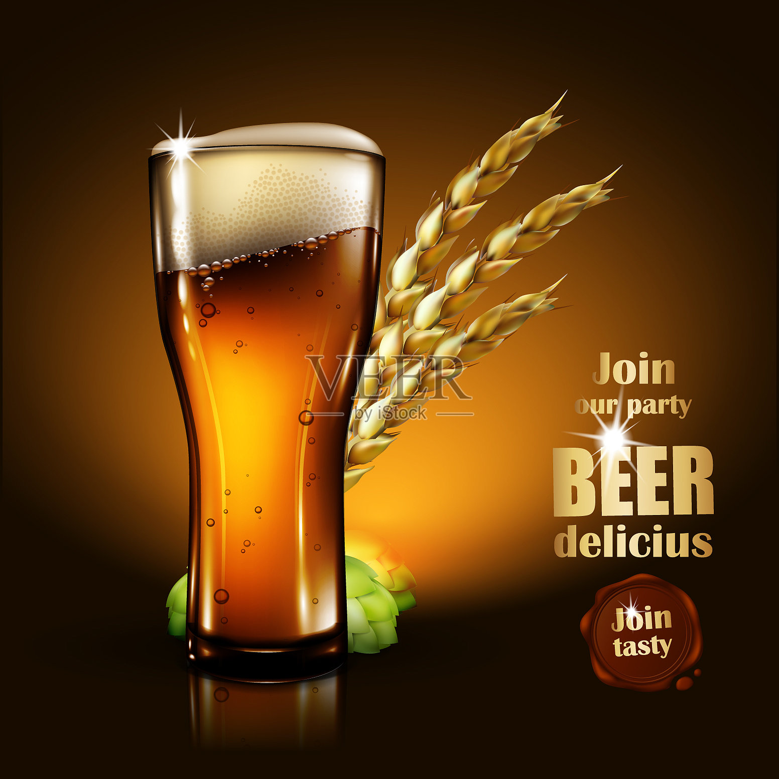 啤酒广告设计具有很强的真实感插画图片素材