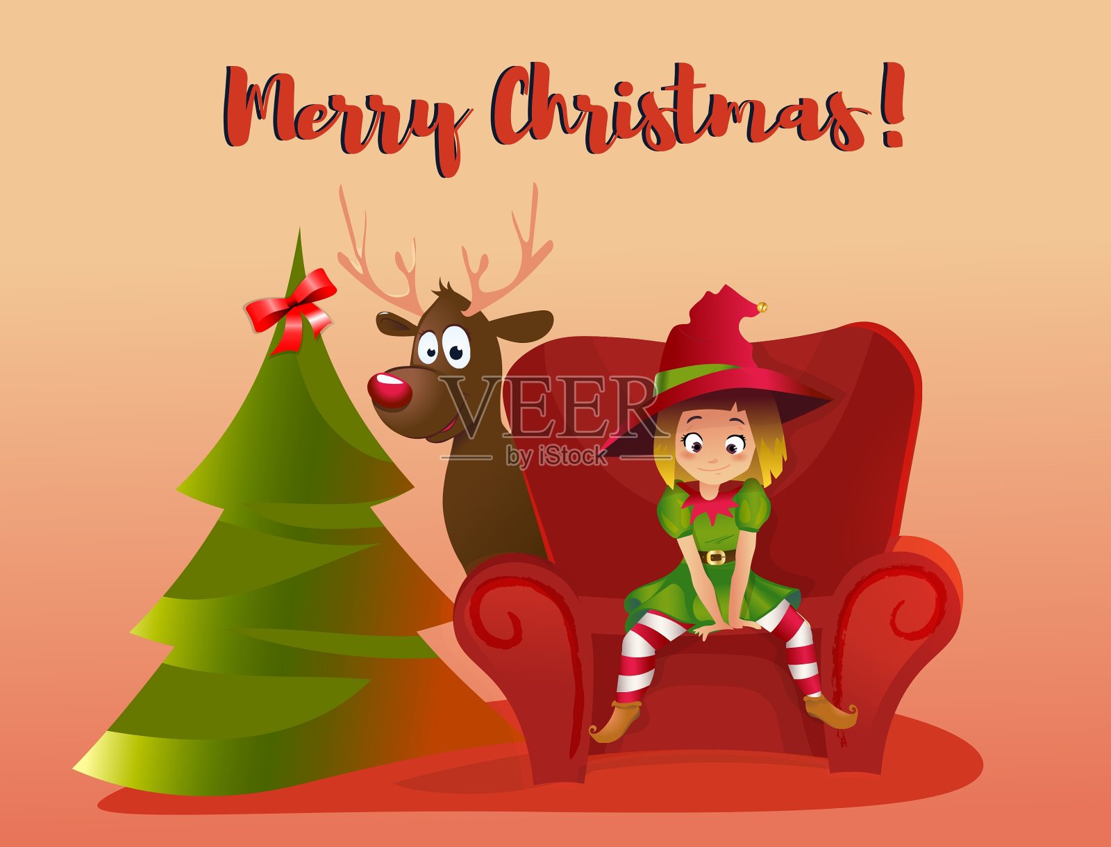 圣诞快乐，新年快乐，卡通插画图片素材