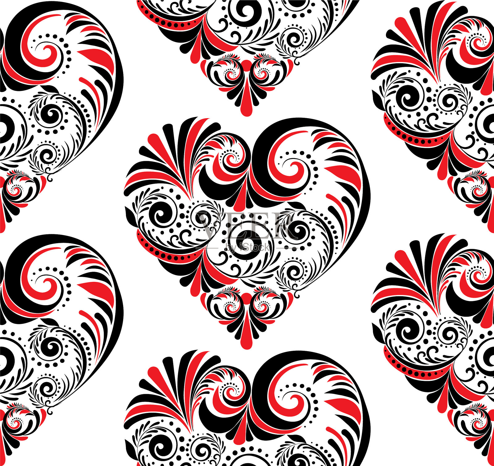 民间花的心插画图片素材