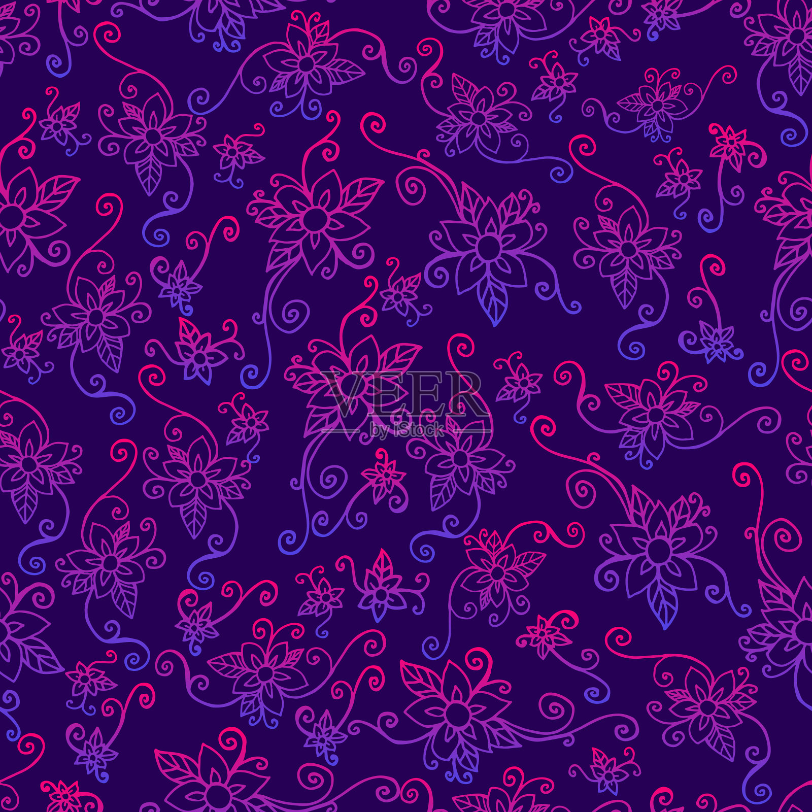 鲜艳的田野装饰花无缝花插画图片素材