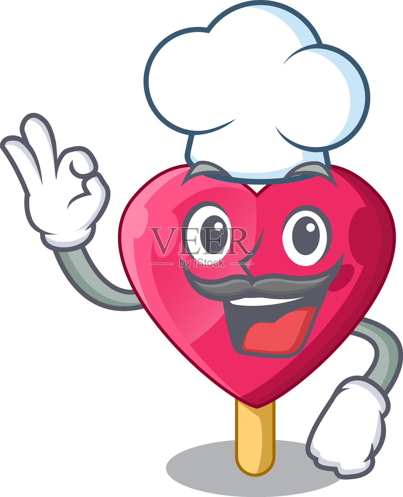 厨师心形人物冰淇淋上的糖果设计元素图片