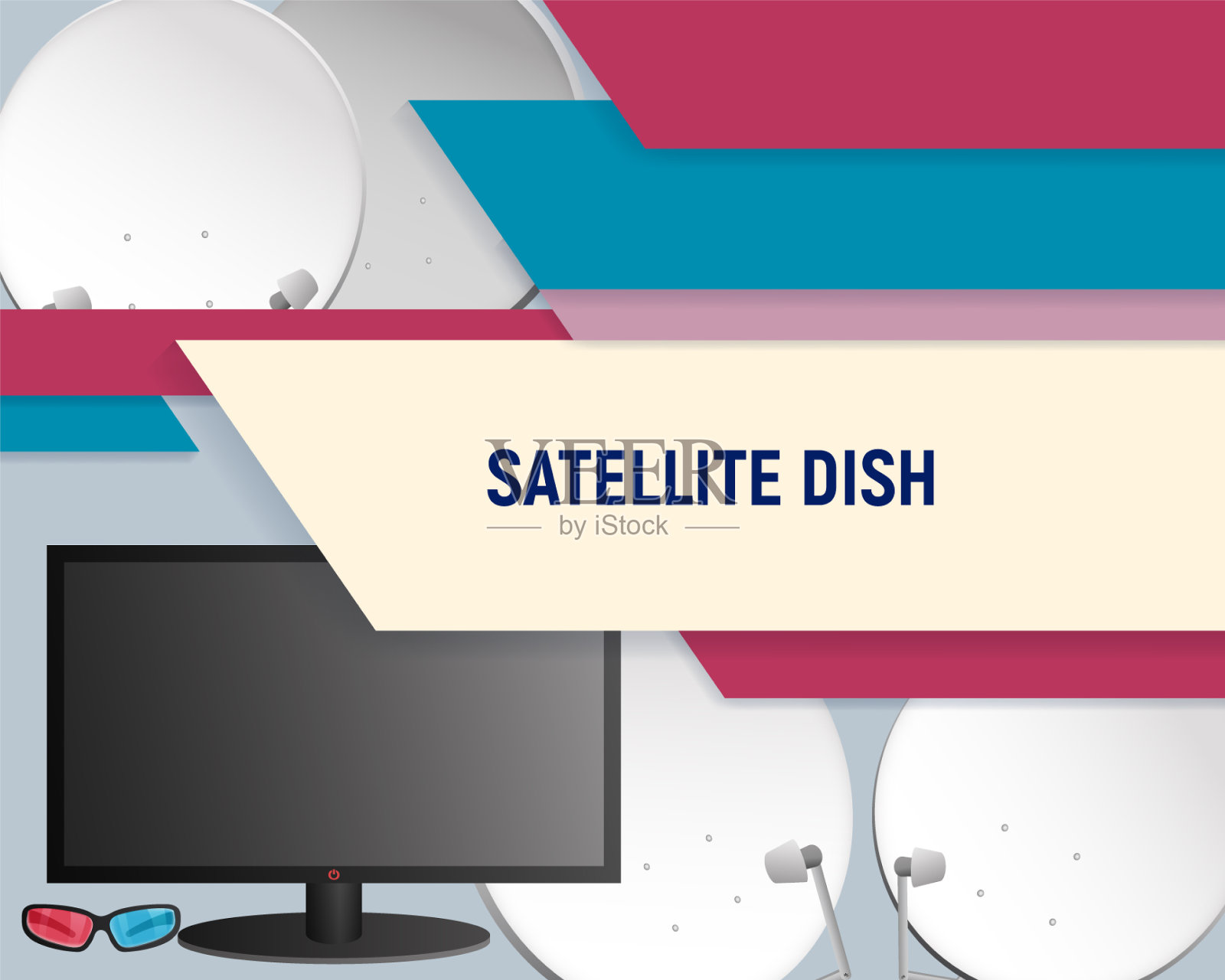 模板电视和卫星天线设计模板素材