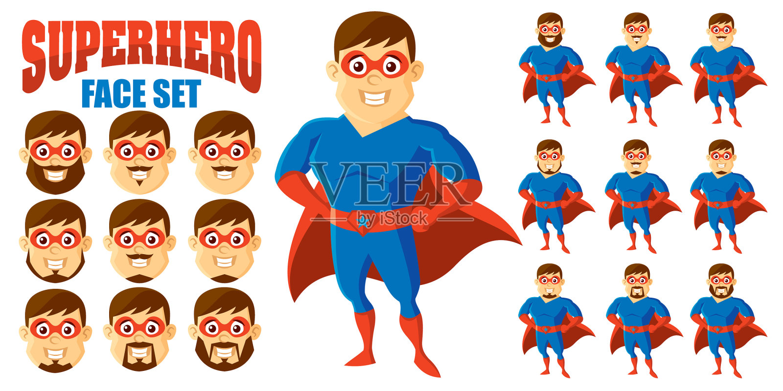 超级英雄脸设定卡通人物设计元素图片