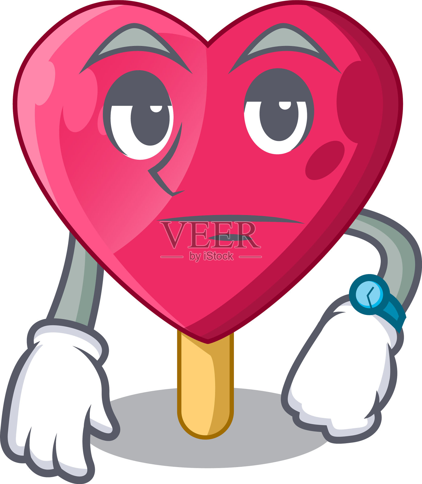 等待心形冰淇淋吉祥物设计元素图片