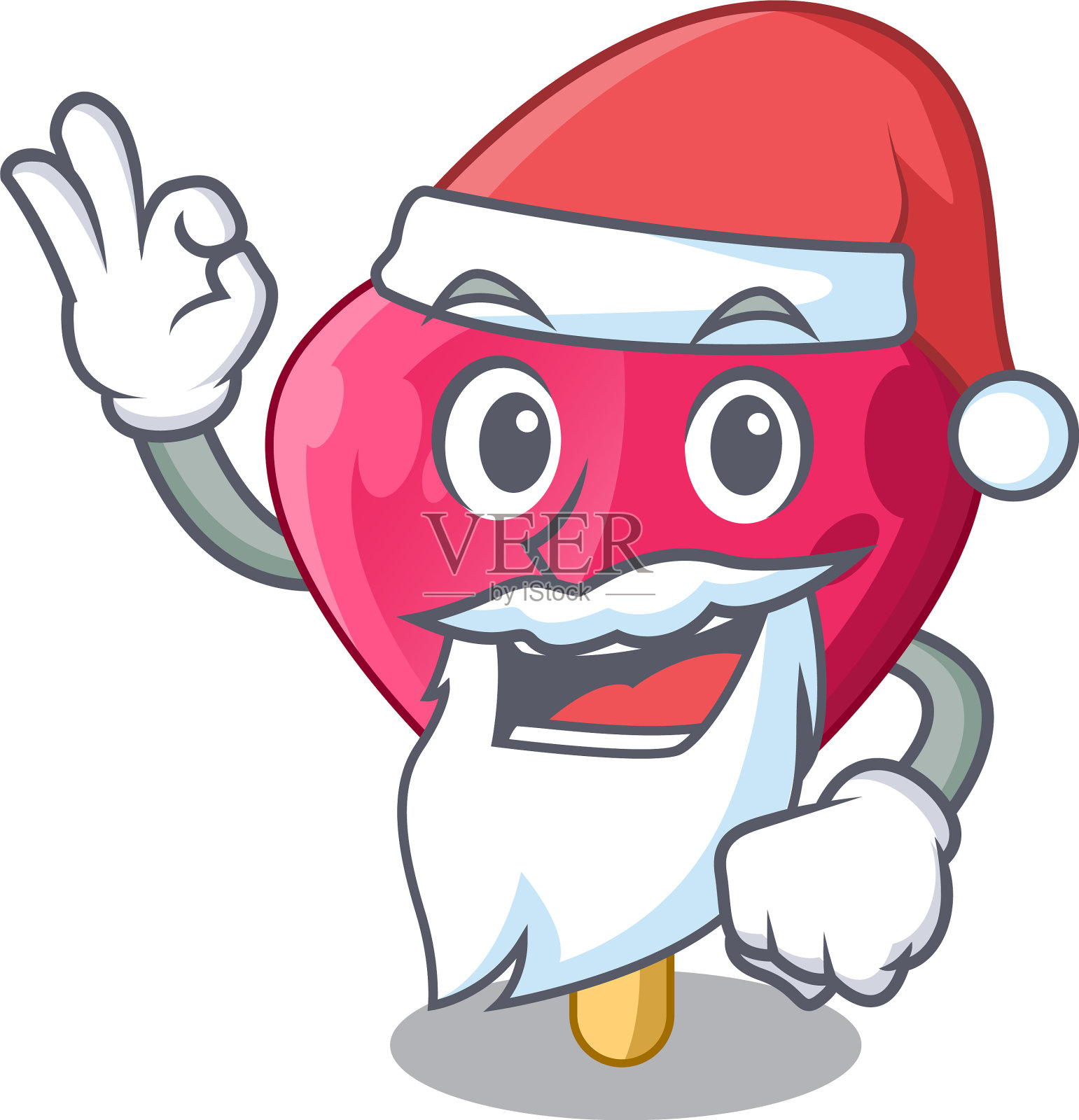 圣诞老人是心形冰淇淋的吉祥物设计元素图片