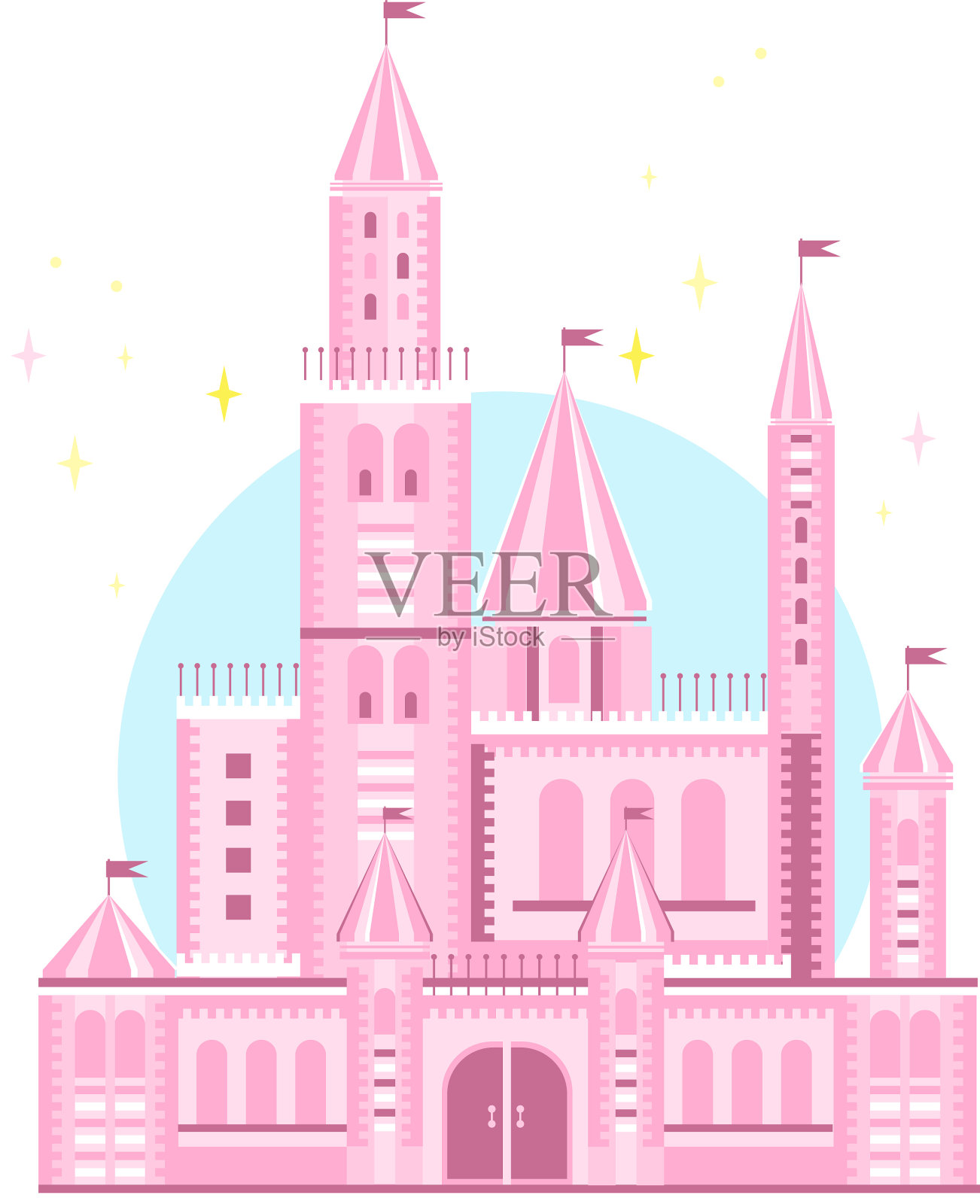 可爱的粉红色的城堡设计元素图片