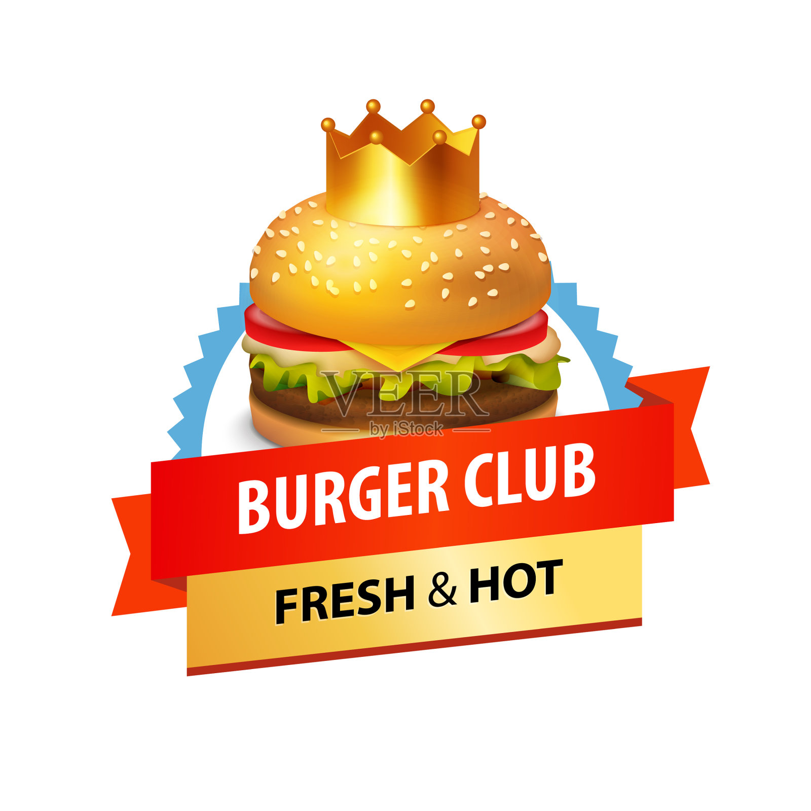 带有快餐和三明治的咖啡馆标志设计元素图片