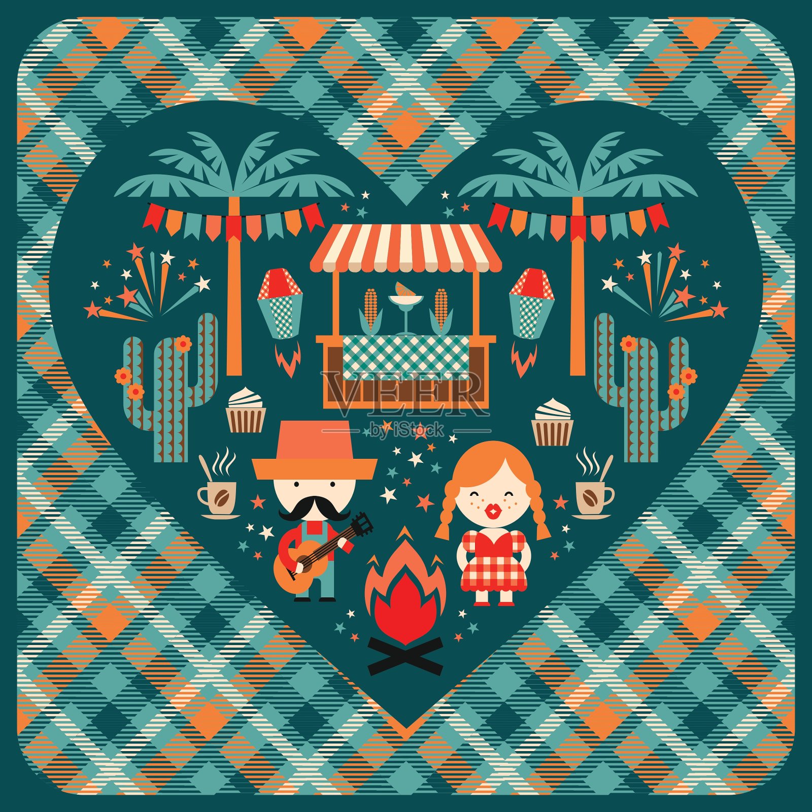 拉丁美洲节日巴西的六月派对插画图片素材