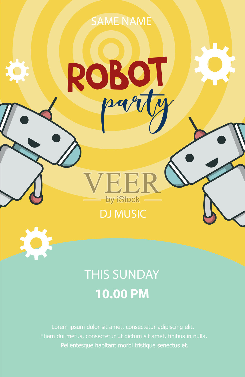 机器人派对宣传横幅设计模板素材