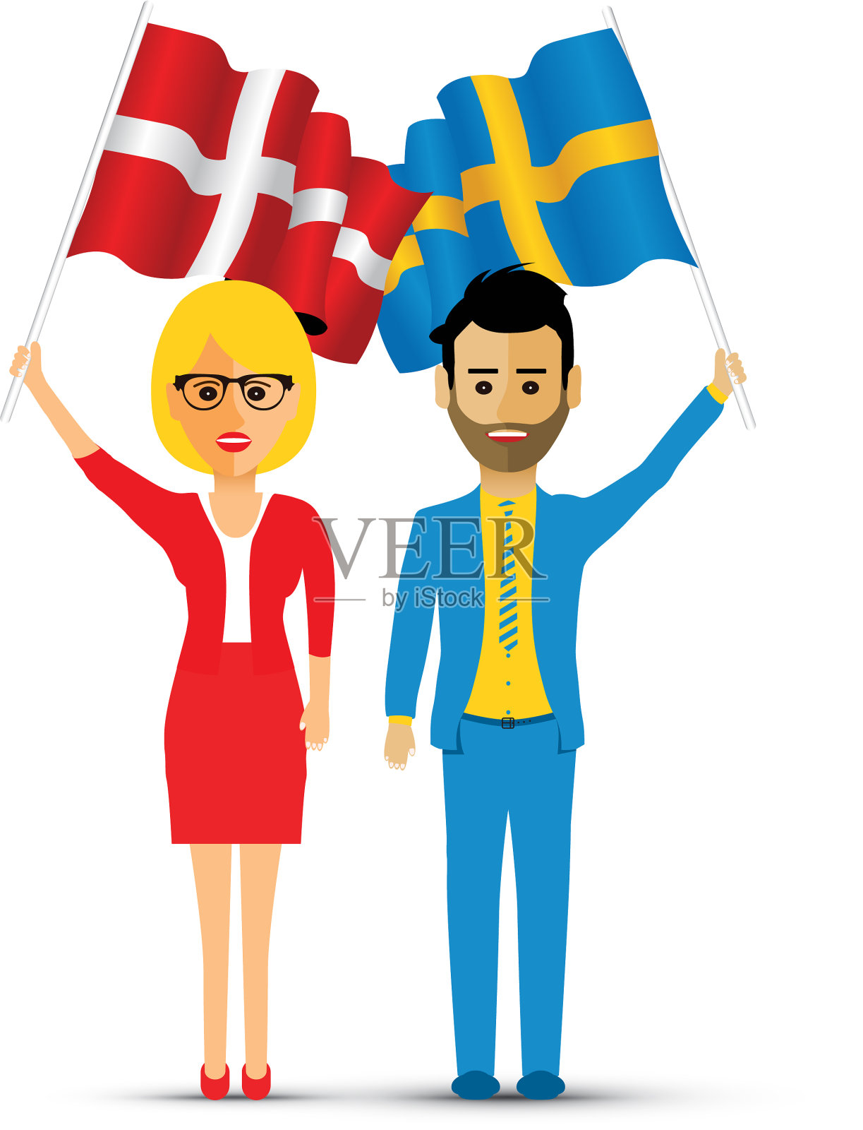 瑞典和挪威的旗手夫妇设计元素图片