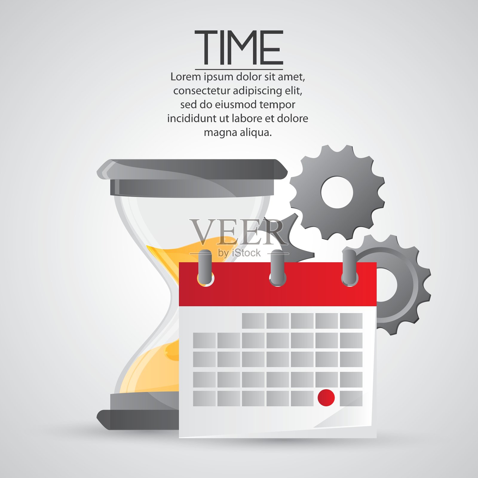 沙漏日历和齿轮设计插画图片素材