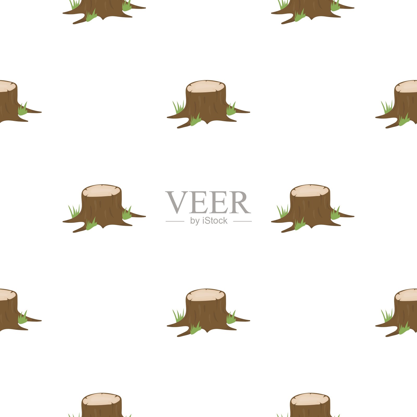 树桩图标在卡通风格的网站插画图片素材