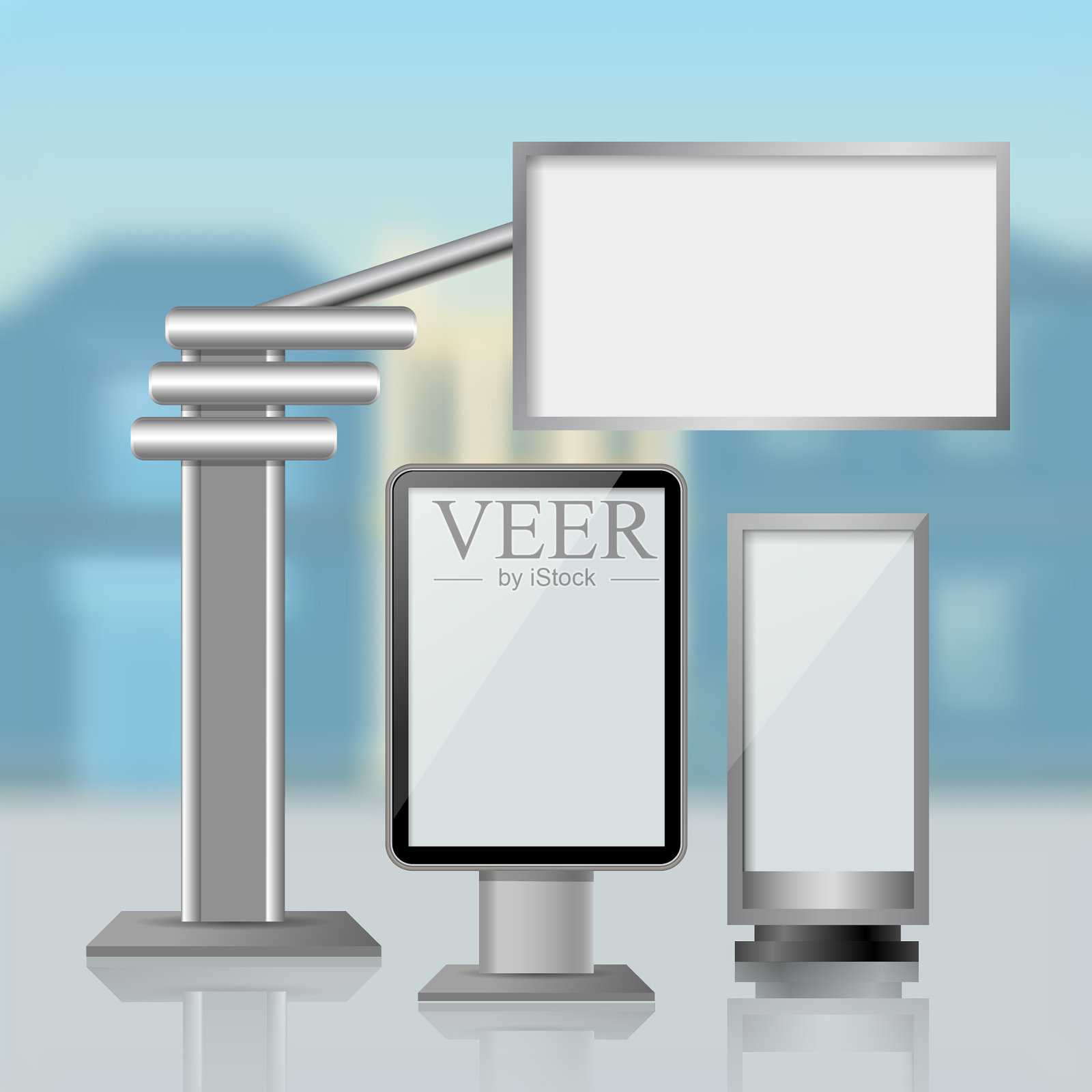 街道彩色广告构图插画图片素材