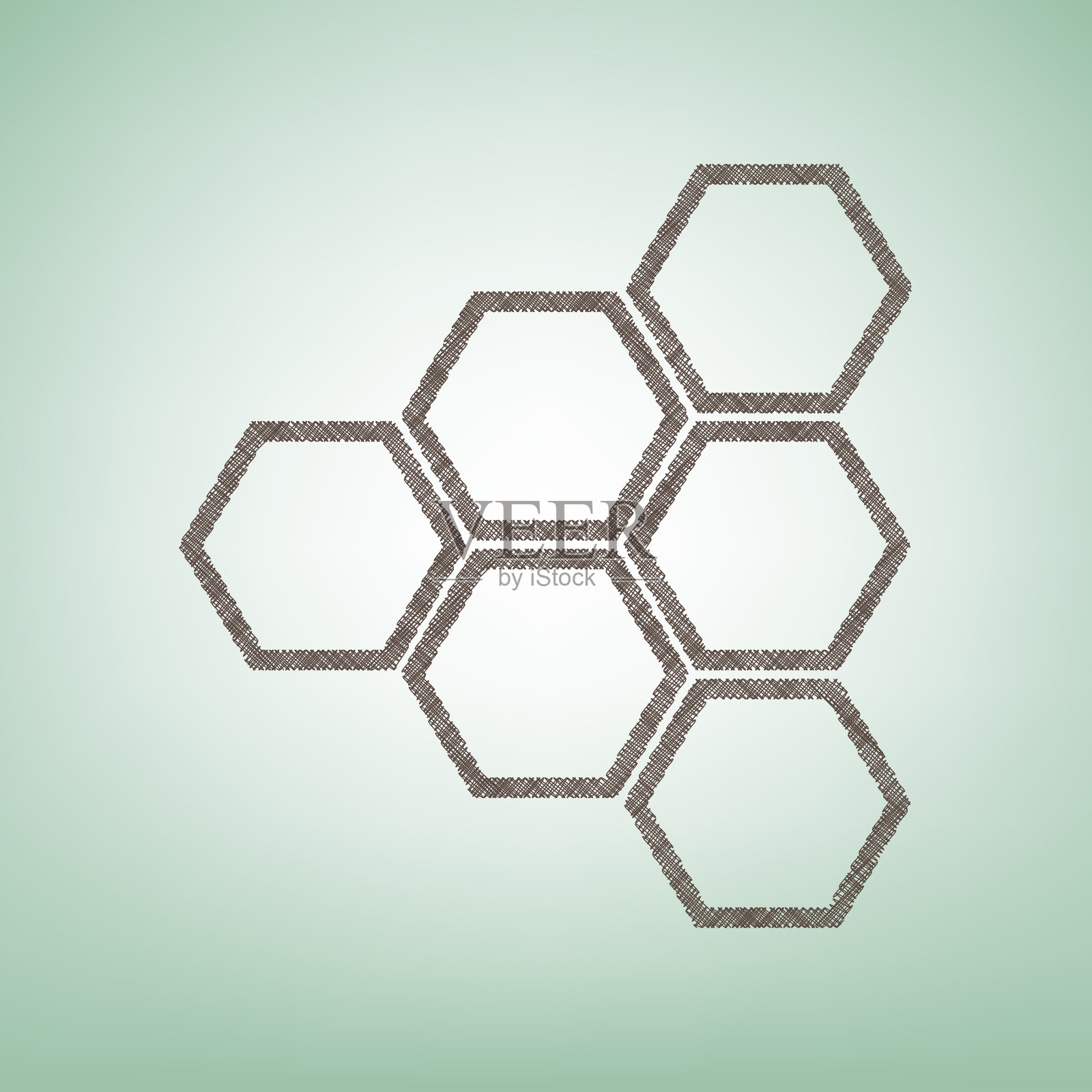 蜂巢标志棕色亚麻图标上的绿色插画图片素材